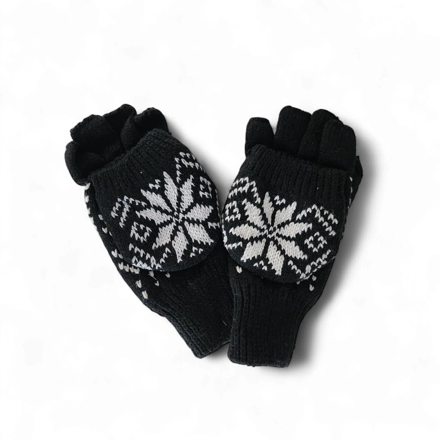 Kar Desenli Erkek Kalın Örgü Eldiven