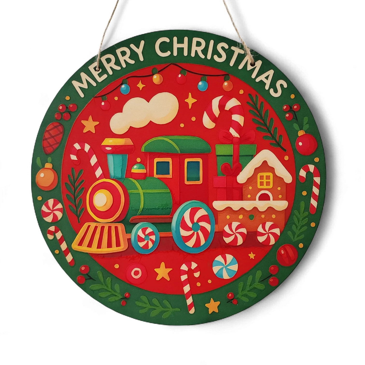 Şeker Treni Yeni Yıl Evi Kapı ve Duvar Süsü