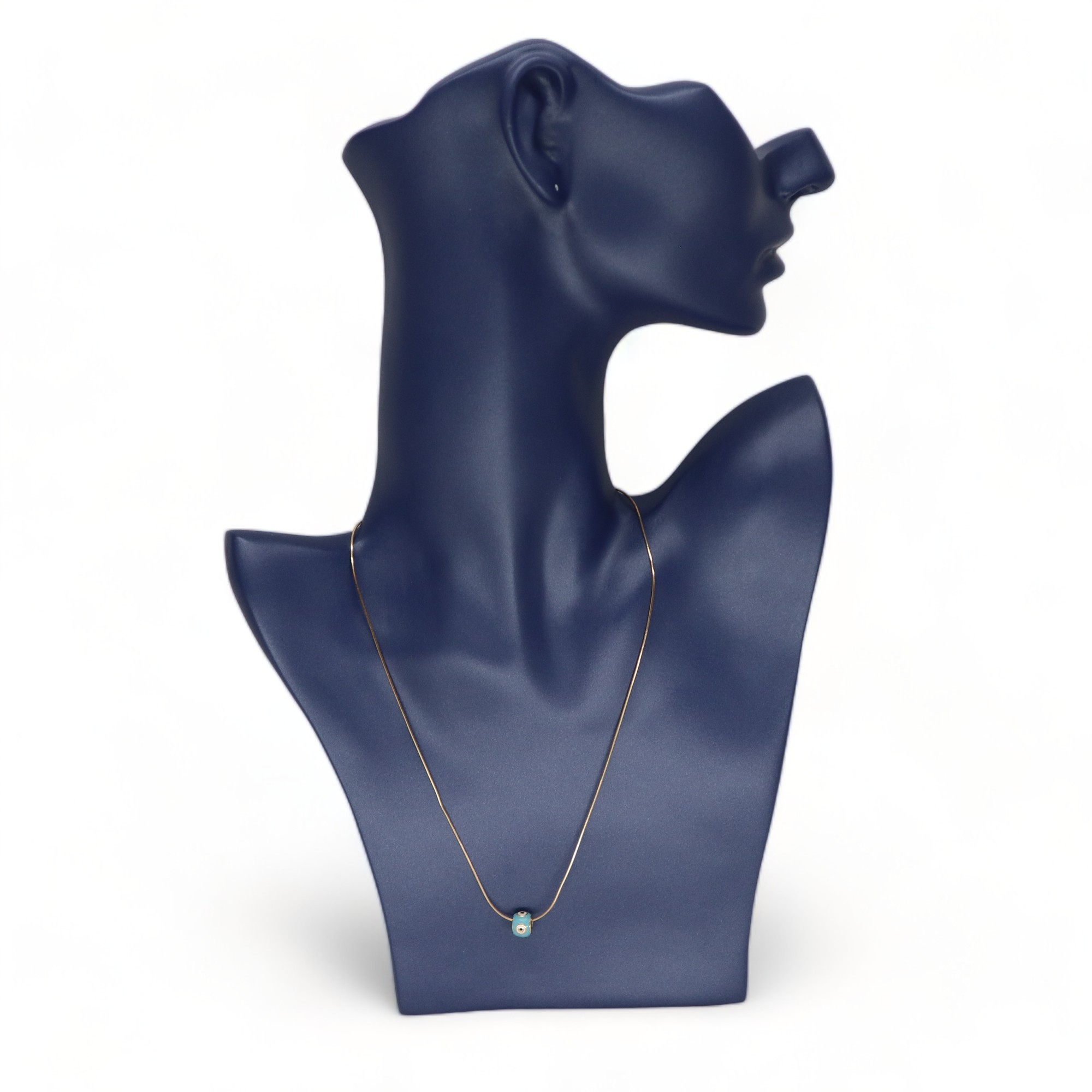 Steel Necklace with Ring Charm Light Blue