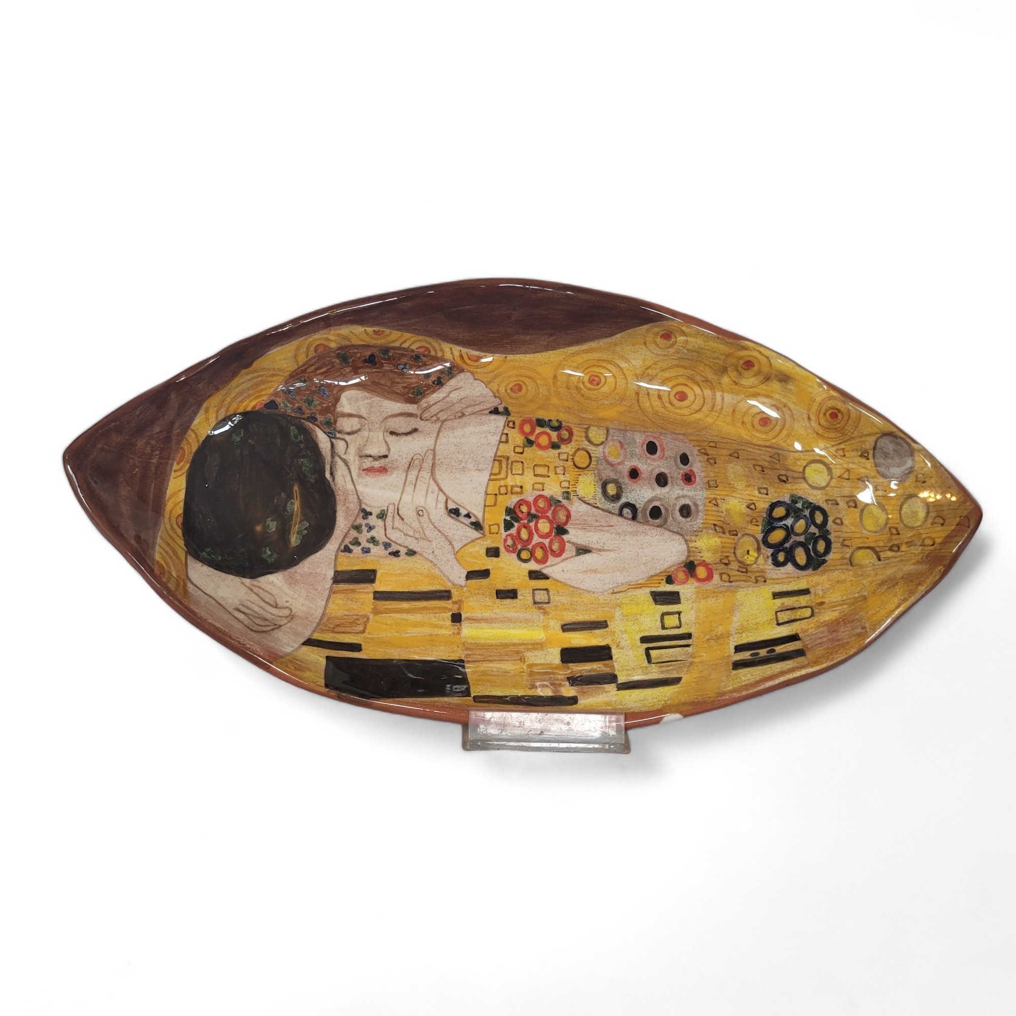 Öpücük Tablosu Gustav Klimt Oval Seramik Tabak