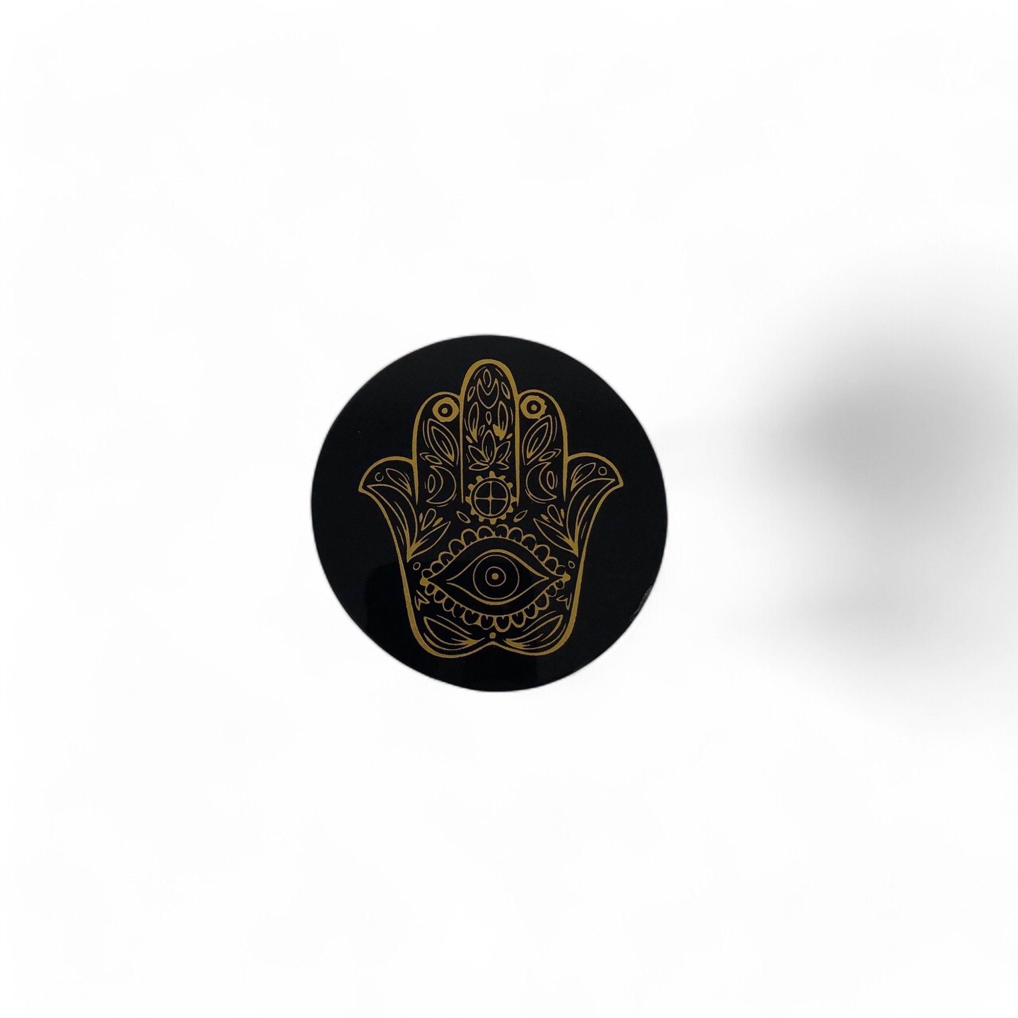 Hamsa Desenli Obsidyen Disk