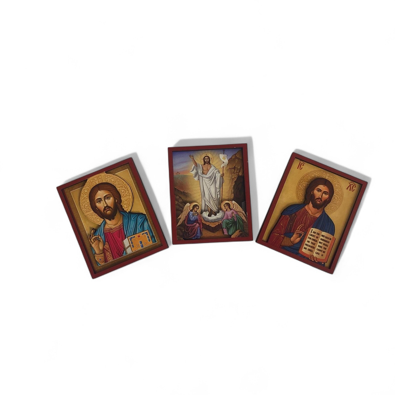 İkona 3'lü Magnet Kabartma İsa Mesih ve Kabartma Çerçeveli No 4