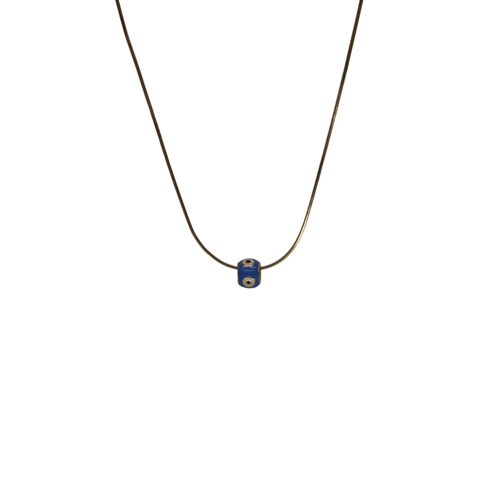 Steel Necklace with Ring Charm Dark Blue