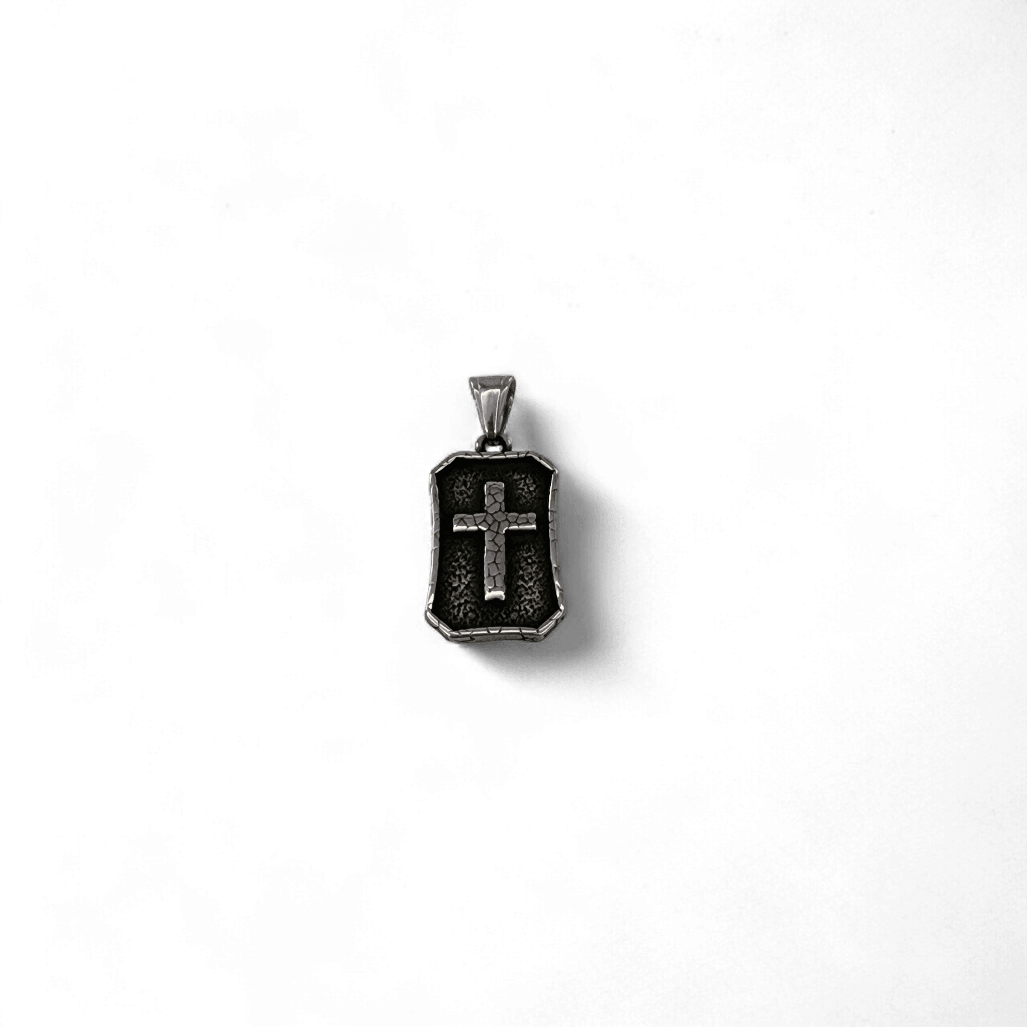 Dikdörtgen Çerçeveli Haç Çelik Kolye Ucu