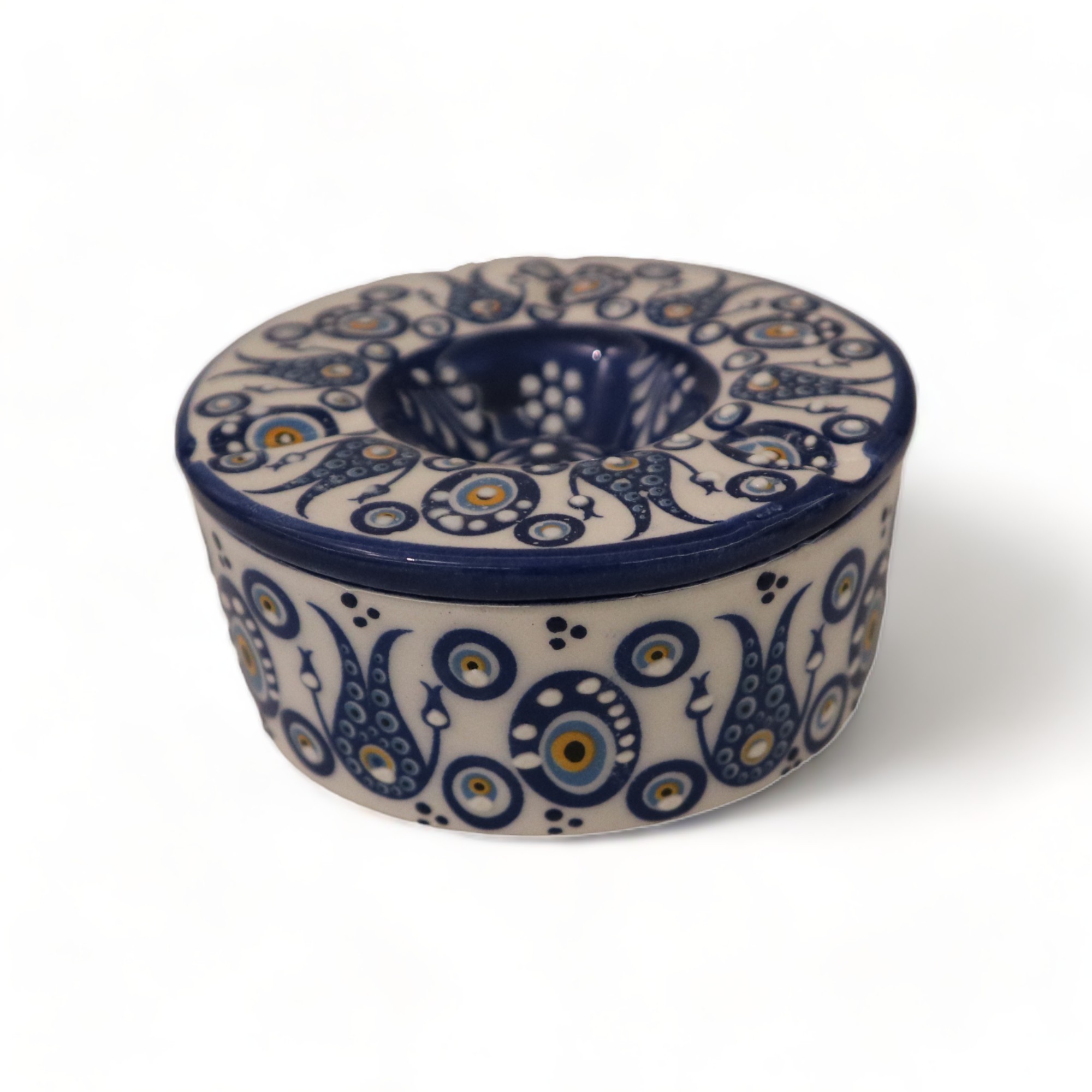 Evil Eye Patterned Ashtray with Lid