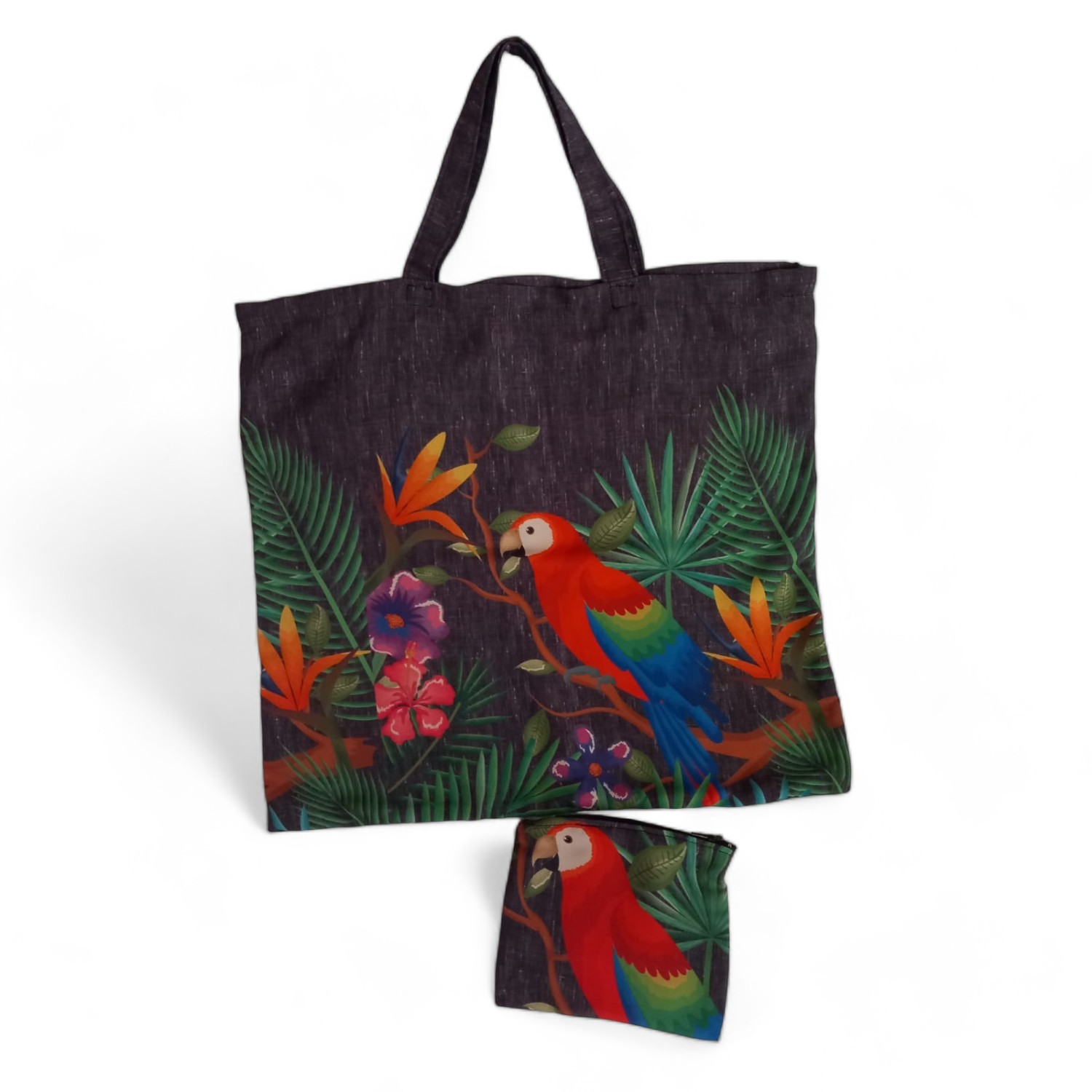 Multipurpose Shopping & Beach Bag with Parrot Pattern