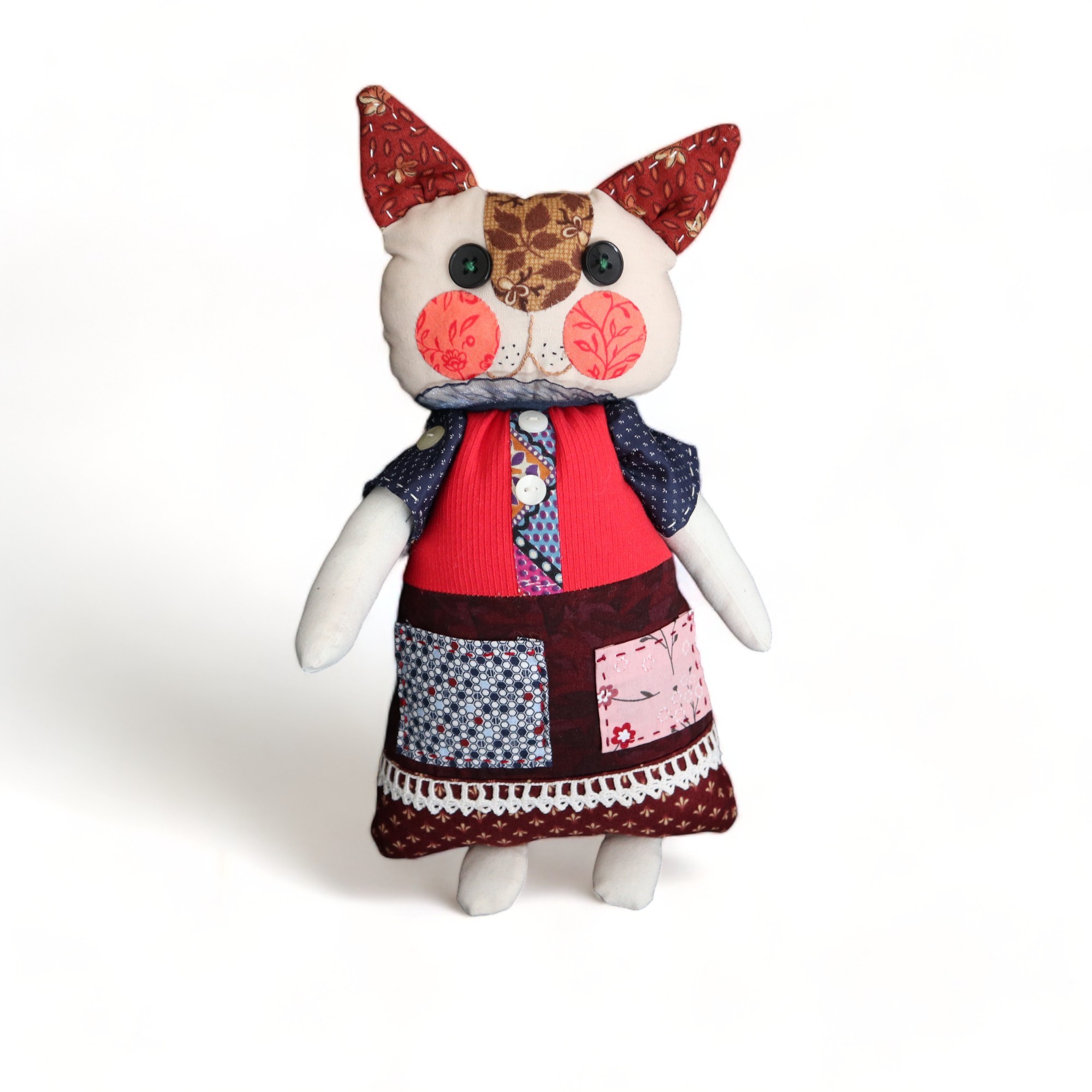 Cat Lady Patchwork Doll