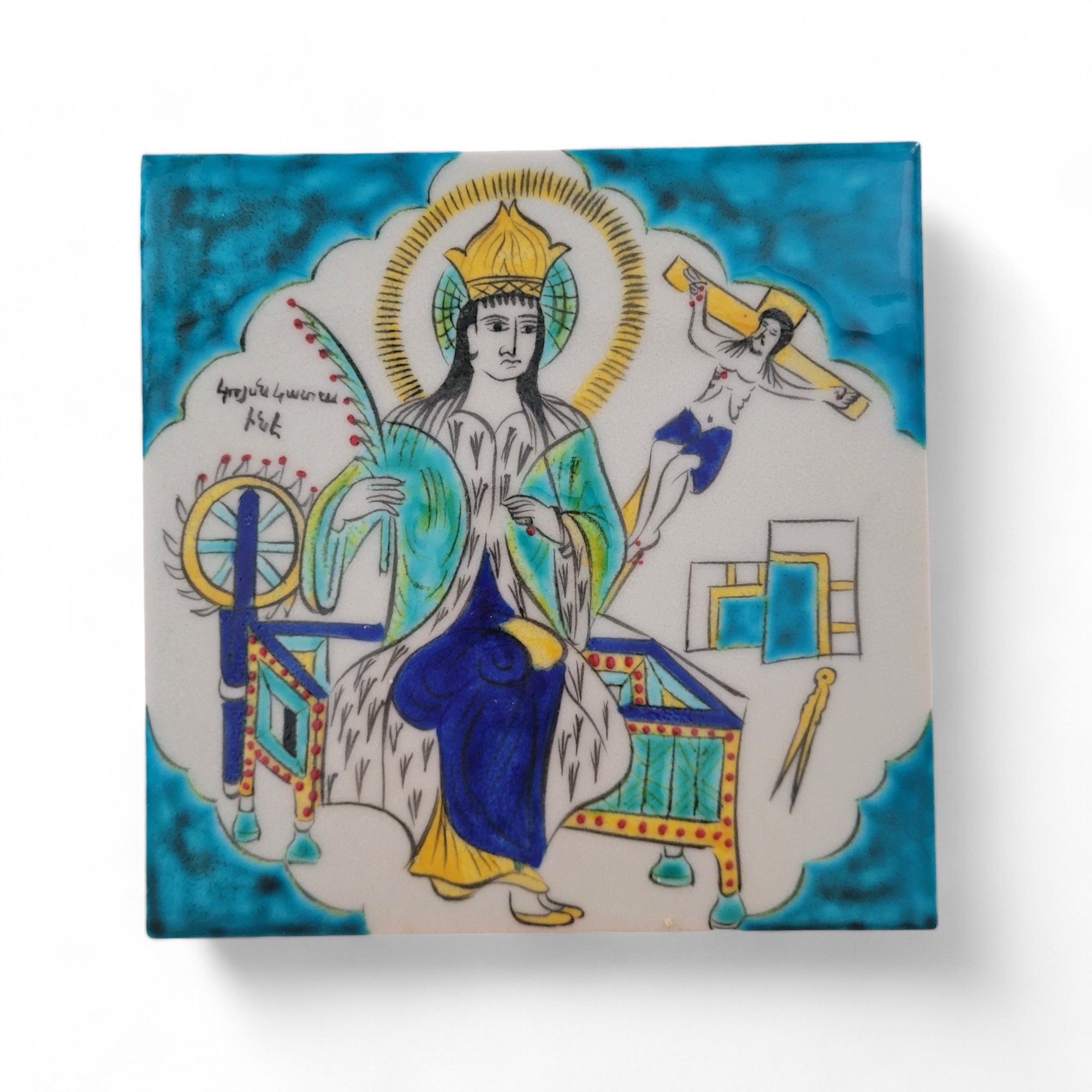 Virgin Katerina 20x20 cm Hand Painted Iznik Tile