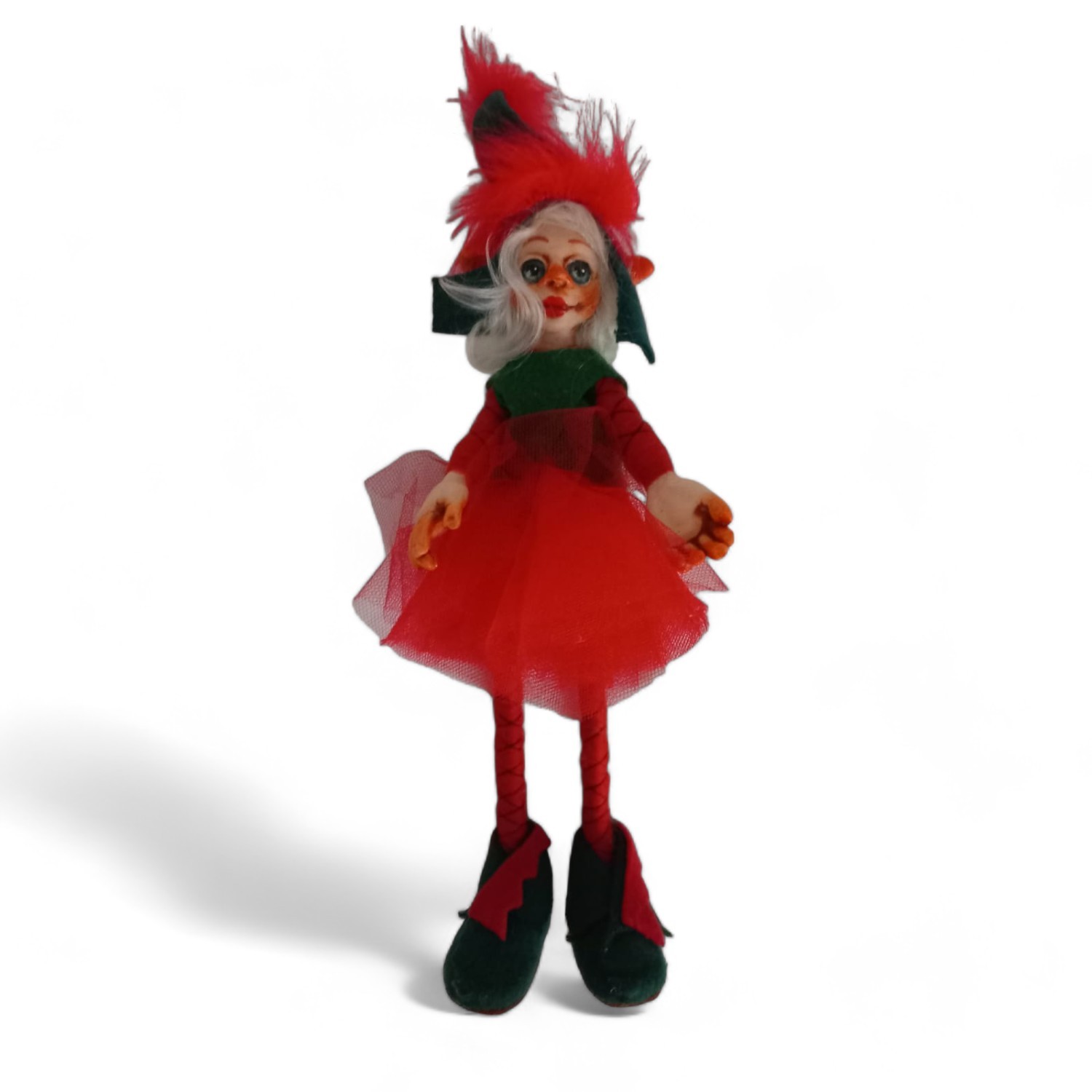 Colorful Short Haired Elf Doll with Green Vest