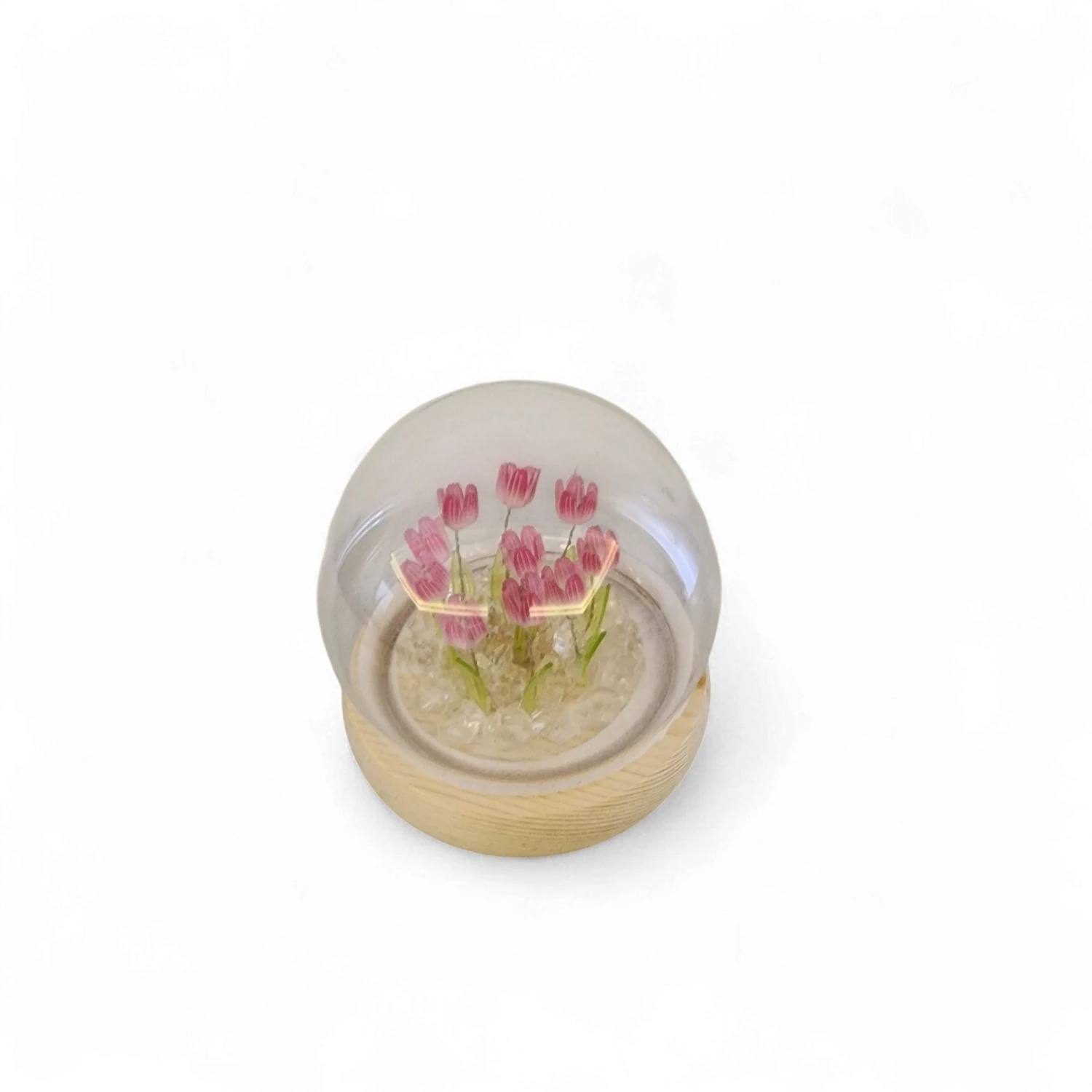 Led Işıklı Lale Cam Fanus Dekoratif Obje