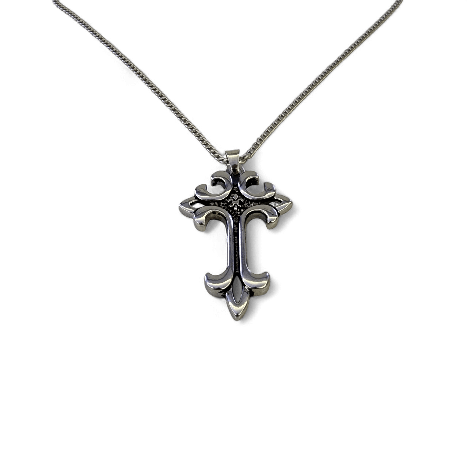 Çelik Haç Kolye Ucu ve Çelik Kolye 60 cm Model 3