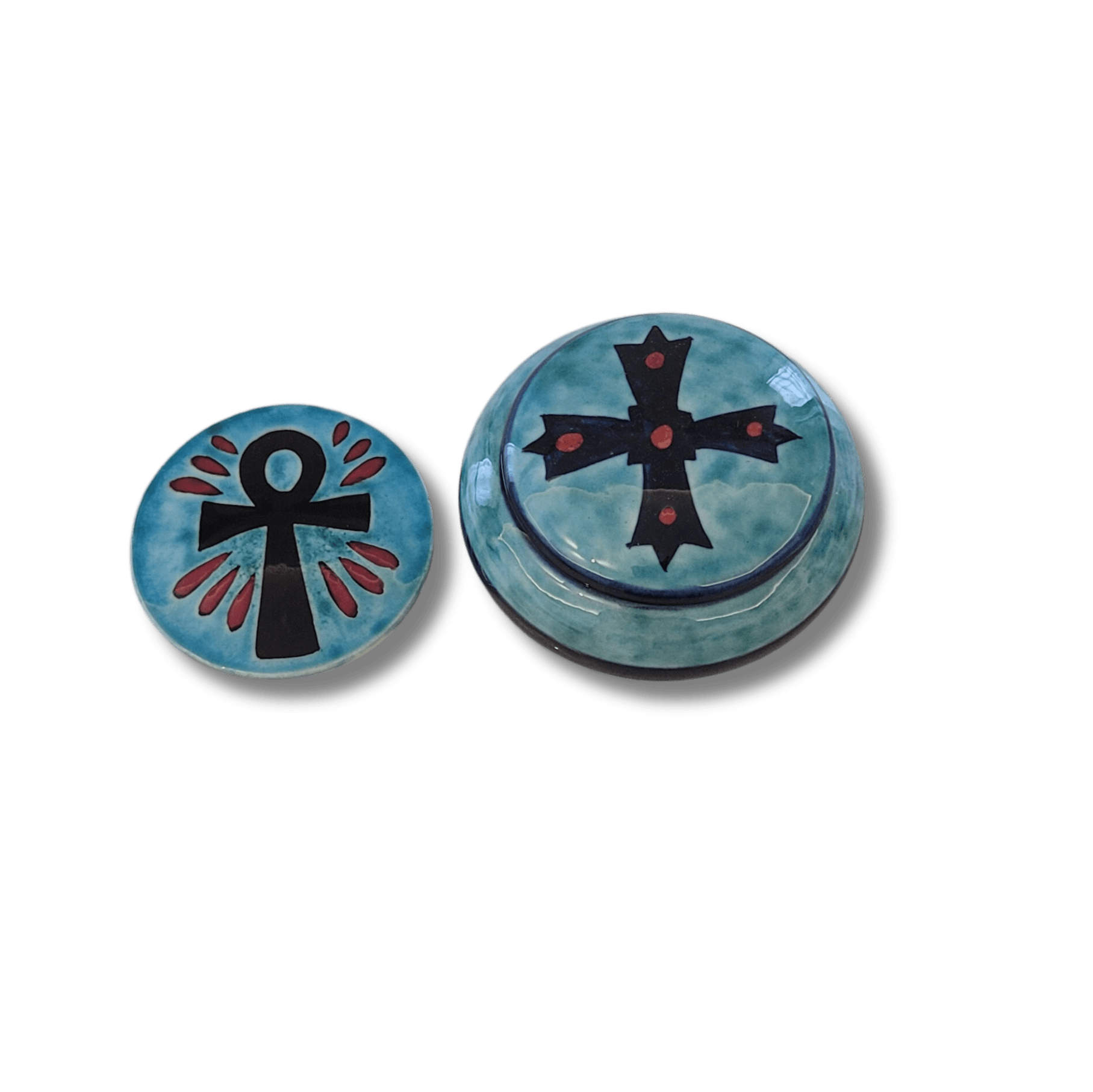 Magnet with Ankh Symbol and Tile Box with Cross