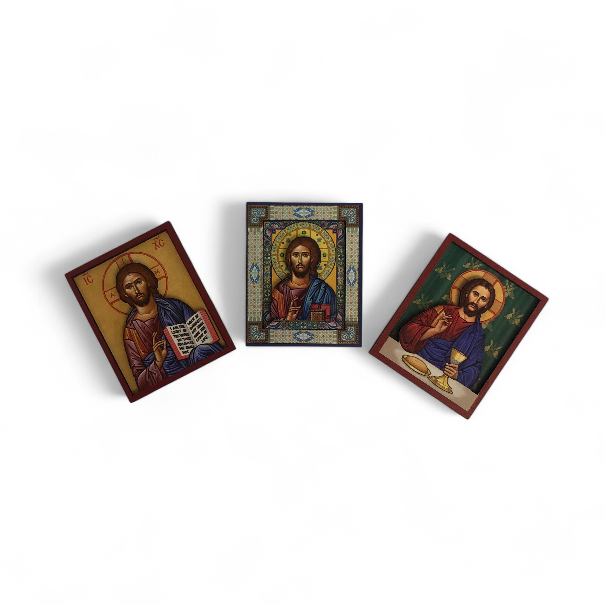 İkona 3'lü Magnet Kabartma İsa Mesih ve Kabartma Çerçeveli No 5