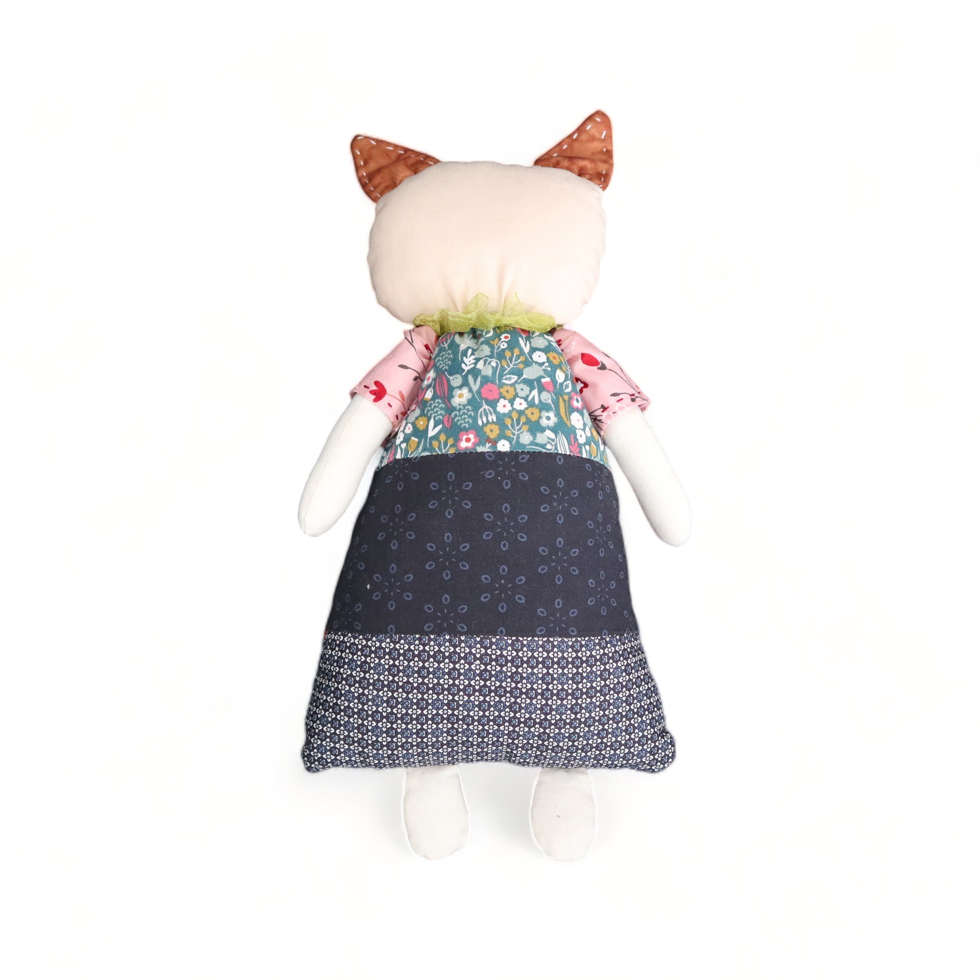 Cat Lady Patchwork Red Cheek Doll