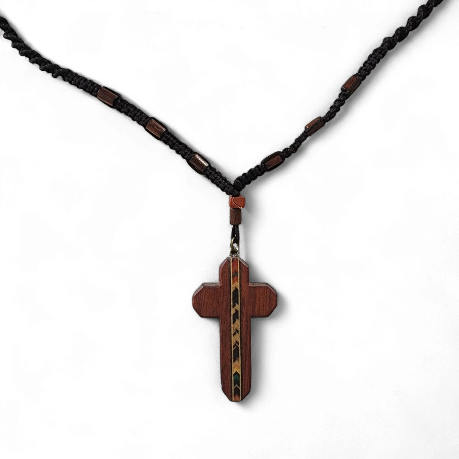 Tik Ağacı El Örgü Handmade Doğaltaşlı Haç Özel Dizayn