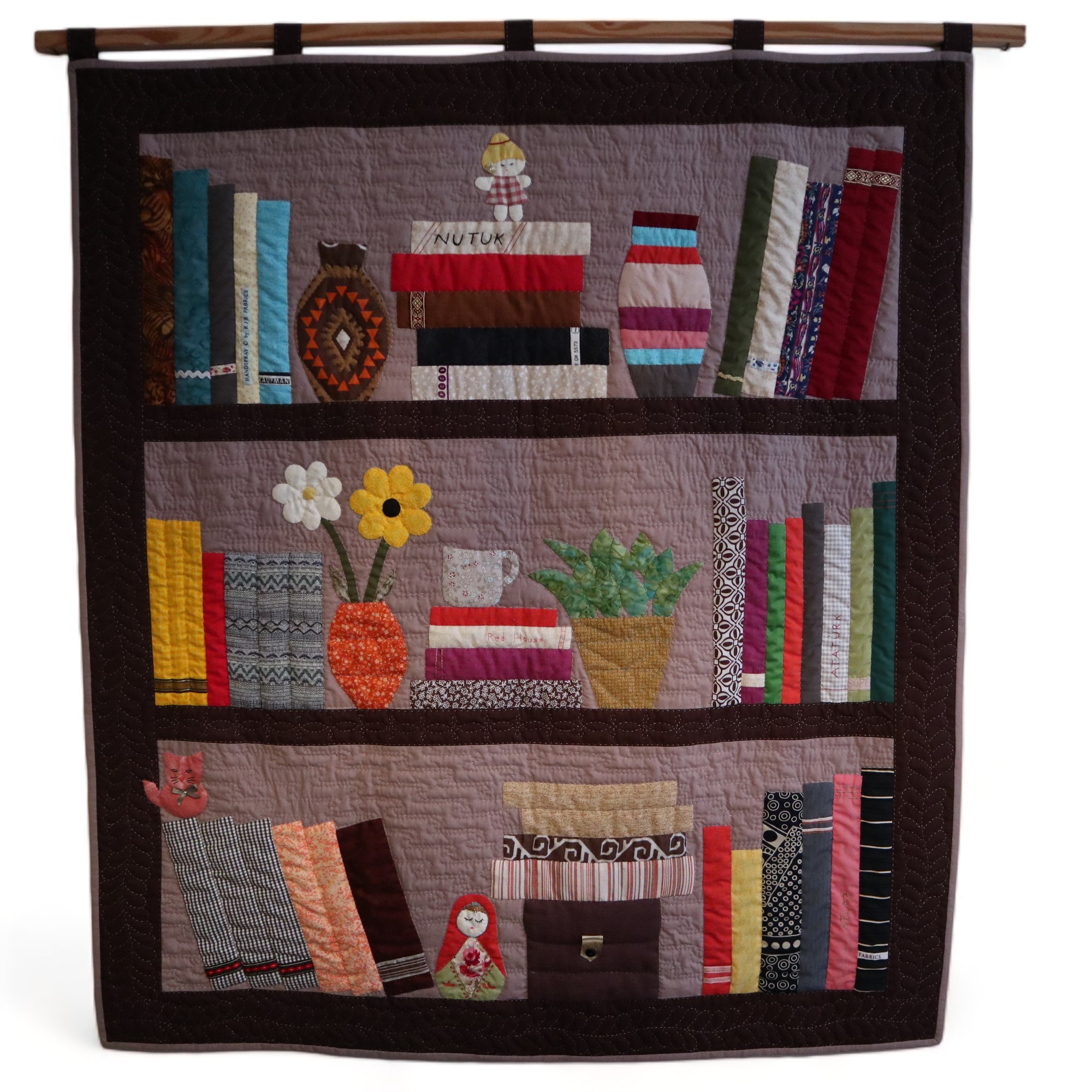 Patchwork Three Shelf Bookcase Wall Panel