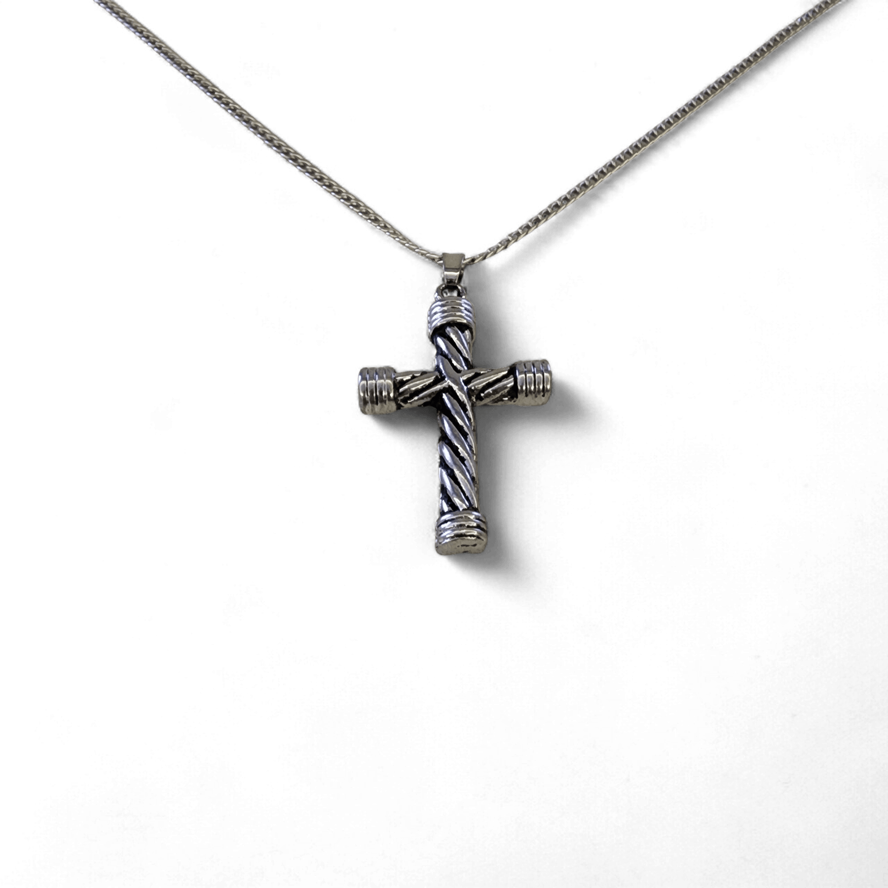 Çelik Haç Kolye Ucu ve Çelik Kolye 60 cm Model 1