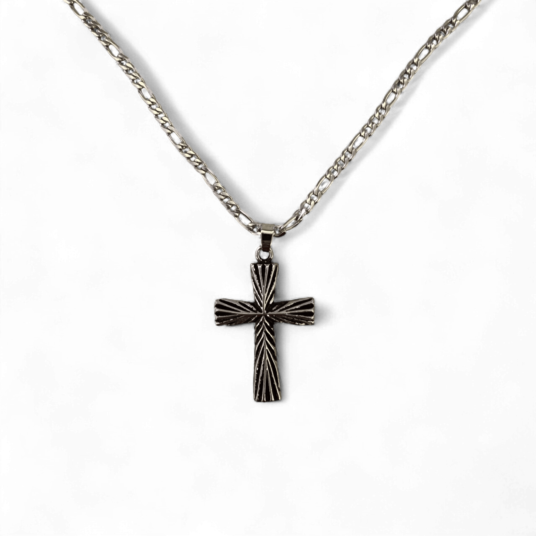 Çelik Haç Kolye Ucu ve Çelik Kolye 60 cm Model 2