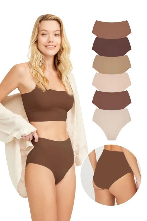 Yüksek Bel Basic Lazer Kesim Bikini Külot 6'lı Paket