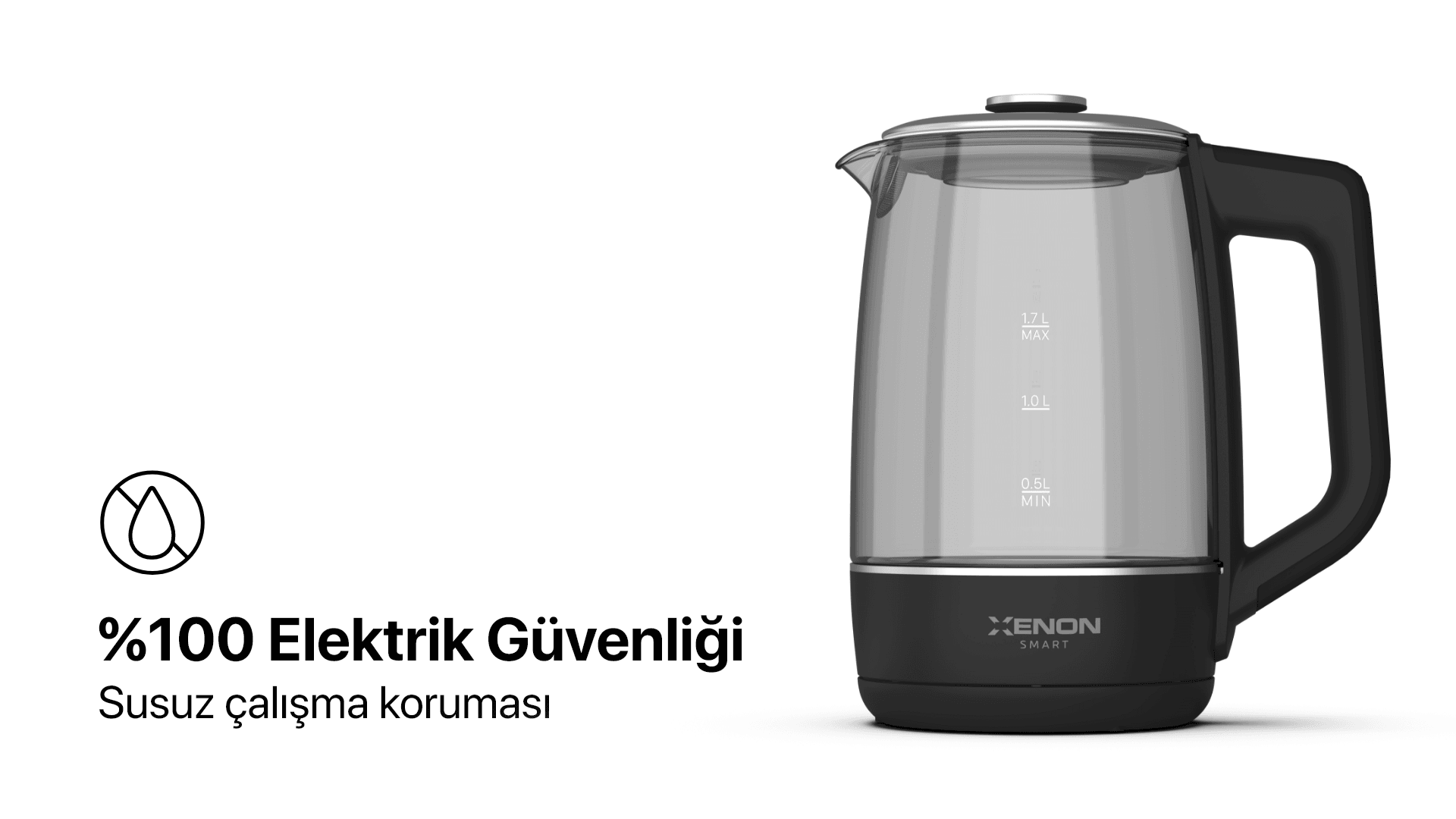 Akıllı Cam Kettle 1.7 L Siyah
