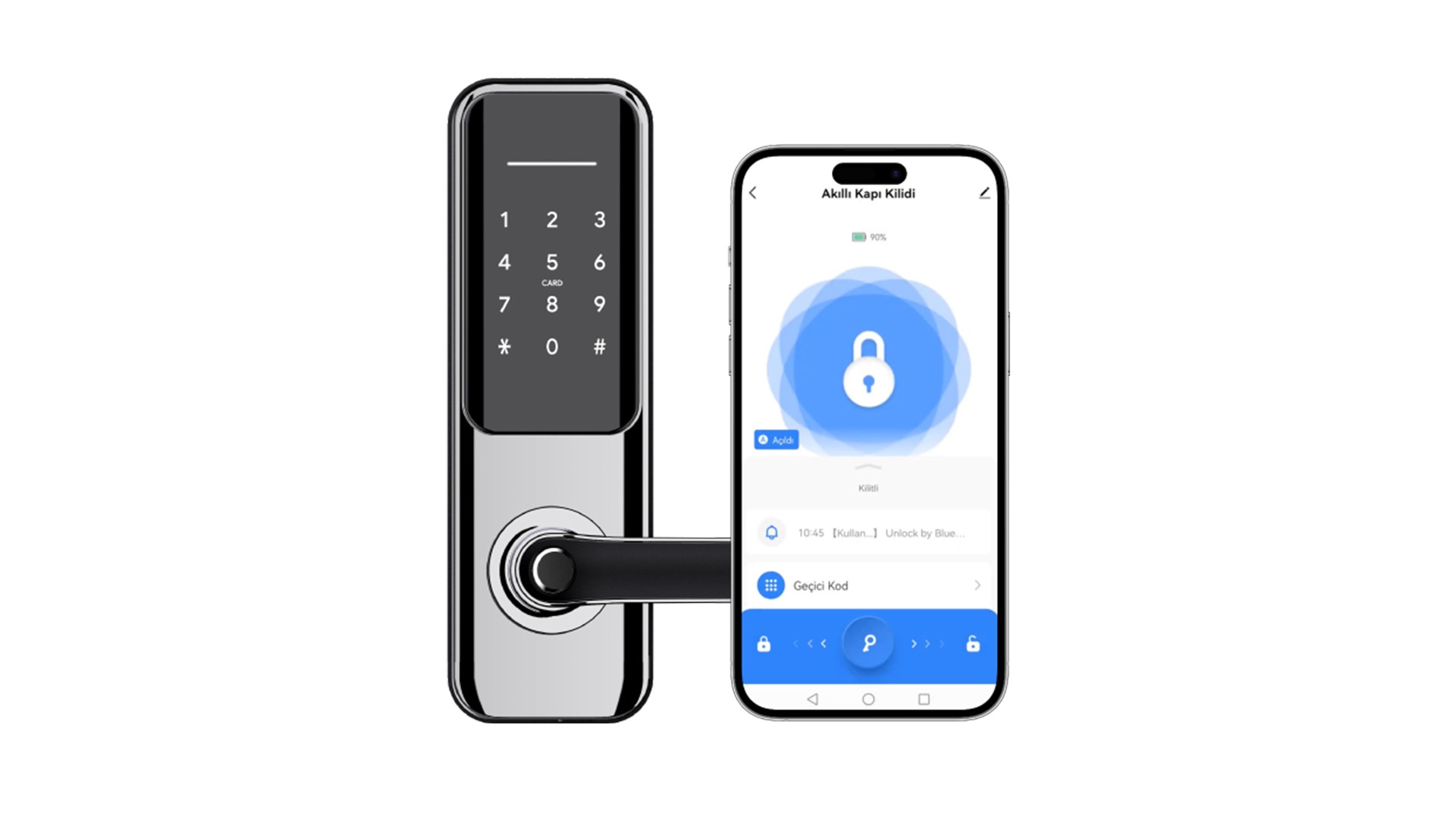 Akıllı Kapı Kilidi Parmak İzi Dokunmatik Şifre Girişli