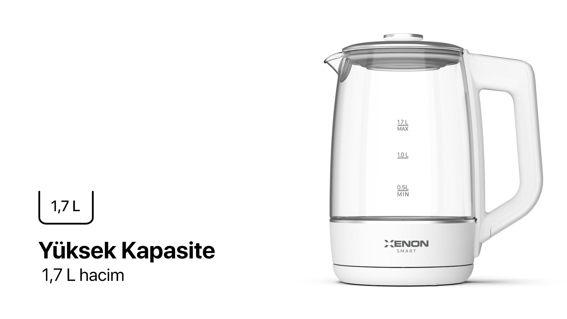 Akıllı Cam Kettle 1.7 L Beyaz