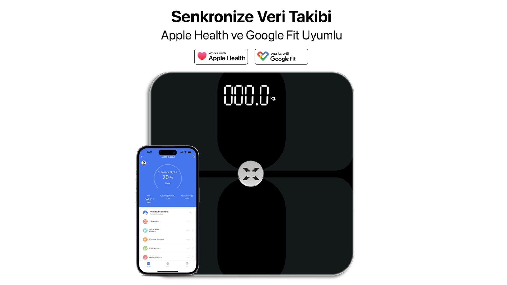 Siyah Akıllı Dijital Tartı Baskül Yağ Su Kas Vücut Kitle Endeksi Kilo Ölçer Tartı Bluetooth Bağlantılı