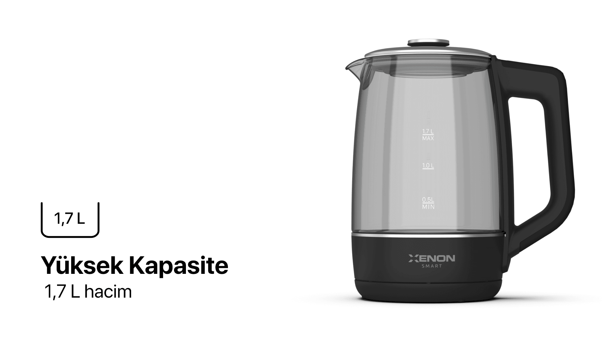 Akıllı Cam Kettle 1.7 L Siyah
