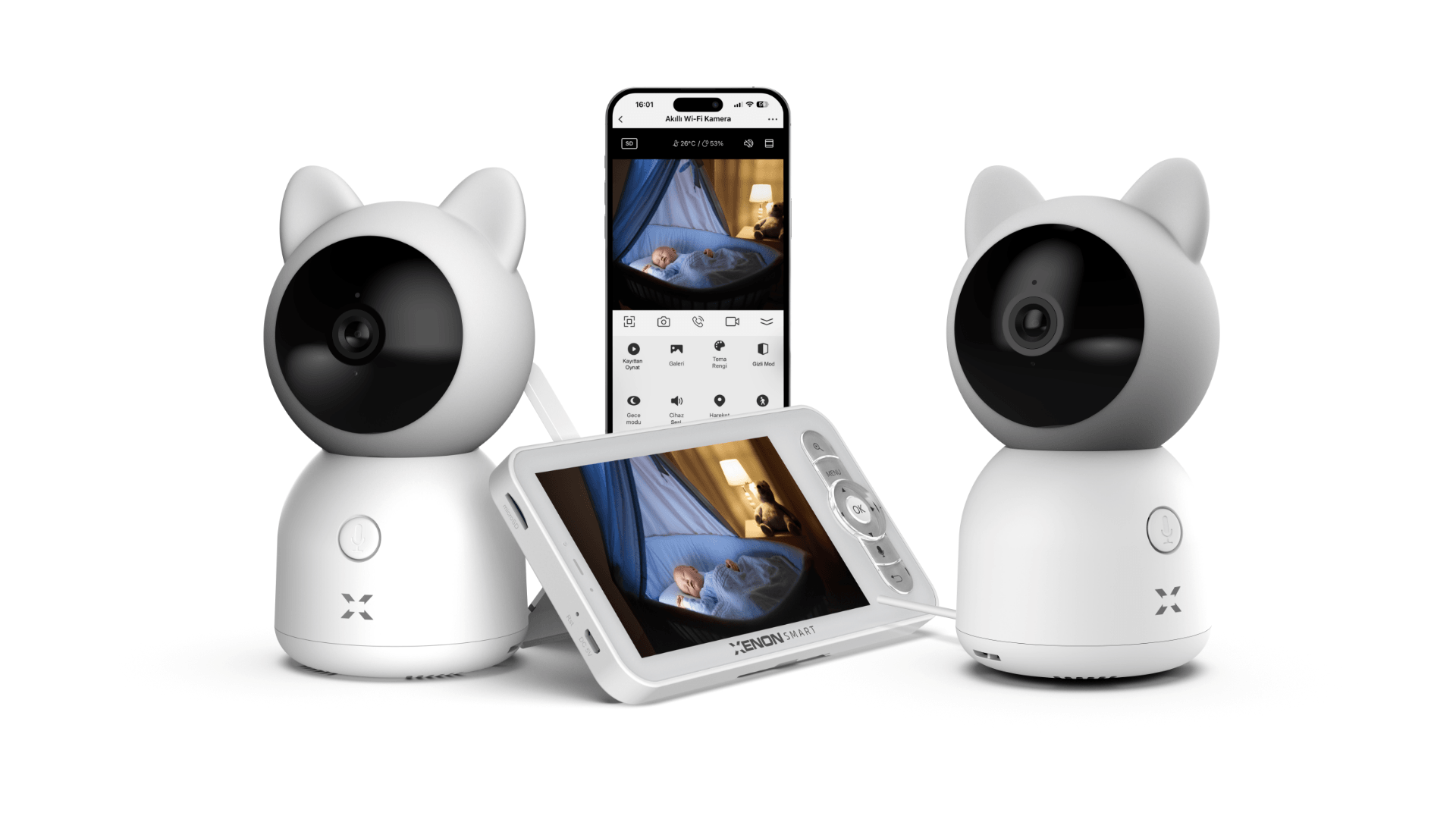 Akıllı Çift Kameralı Monitörlü Bebek Kamerası