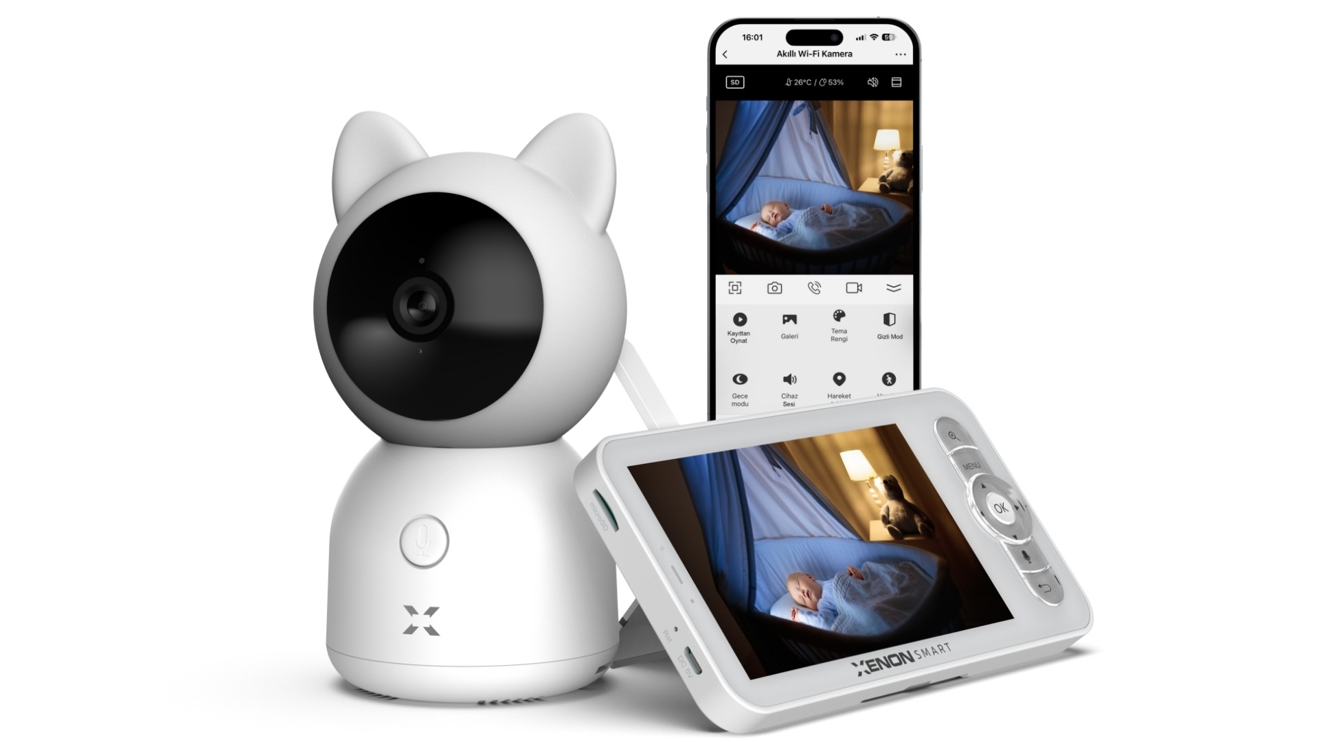 Akıllı Bebek Kamerası Dijital Monitörlü 5" LCD Smart Baby Camera