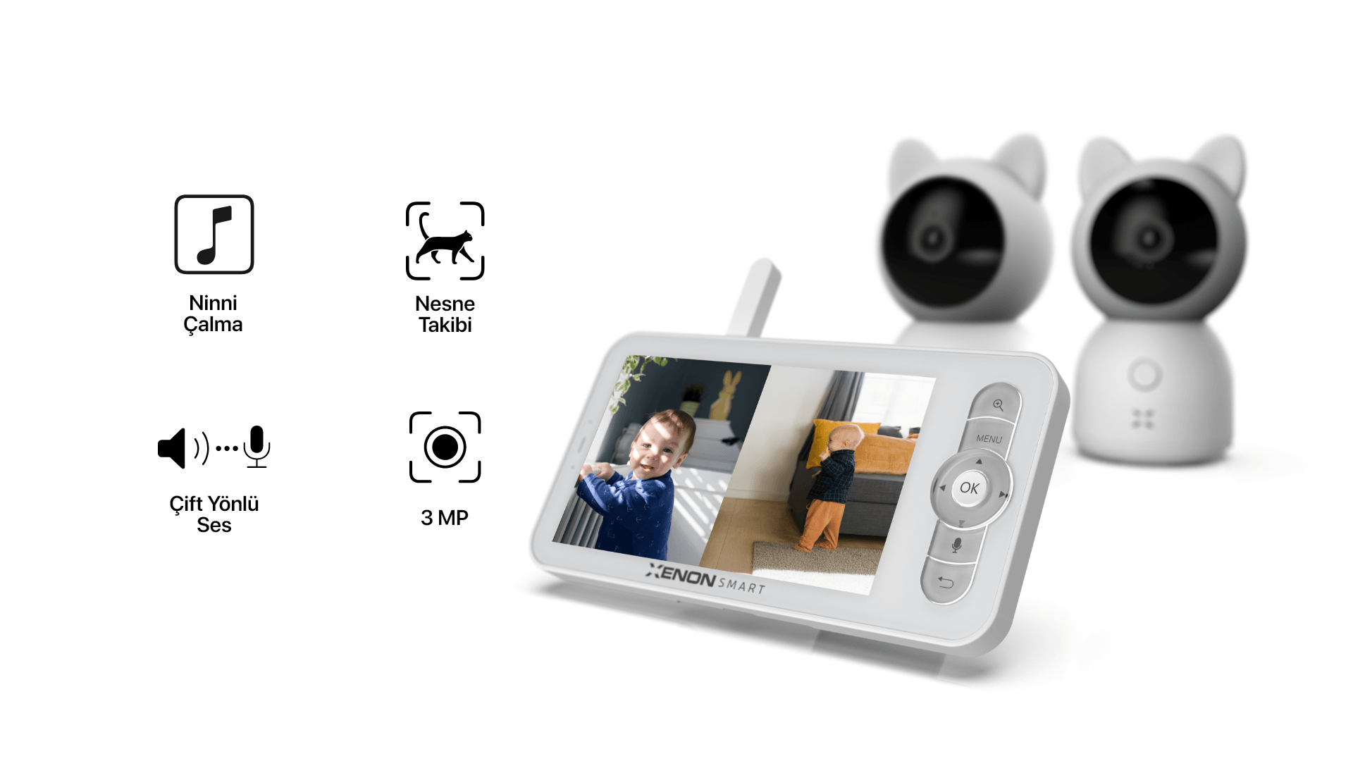 Akıllı Çift Kameralı Monitörlü Bebek Kamerası
