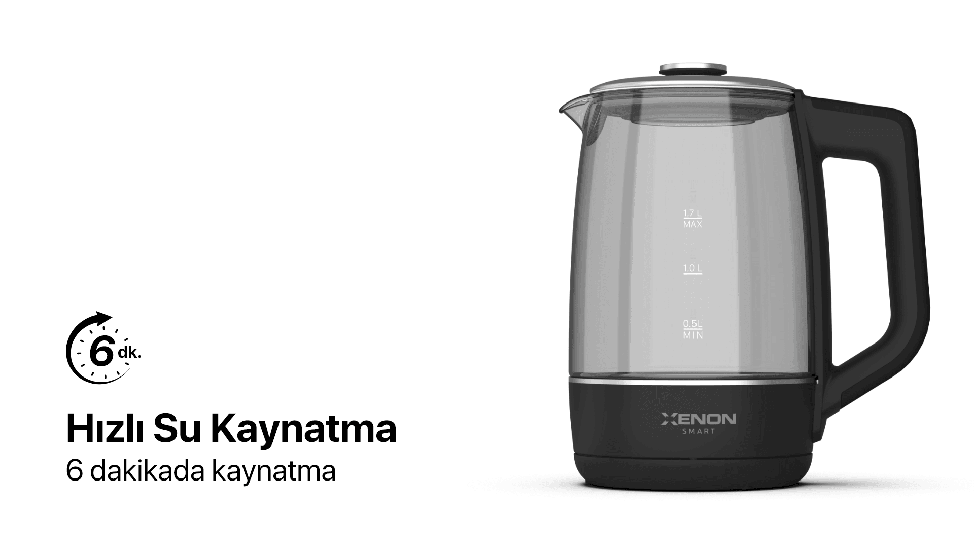 Akıllı Cam Kettle 1.7 L Siyah