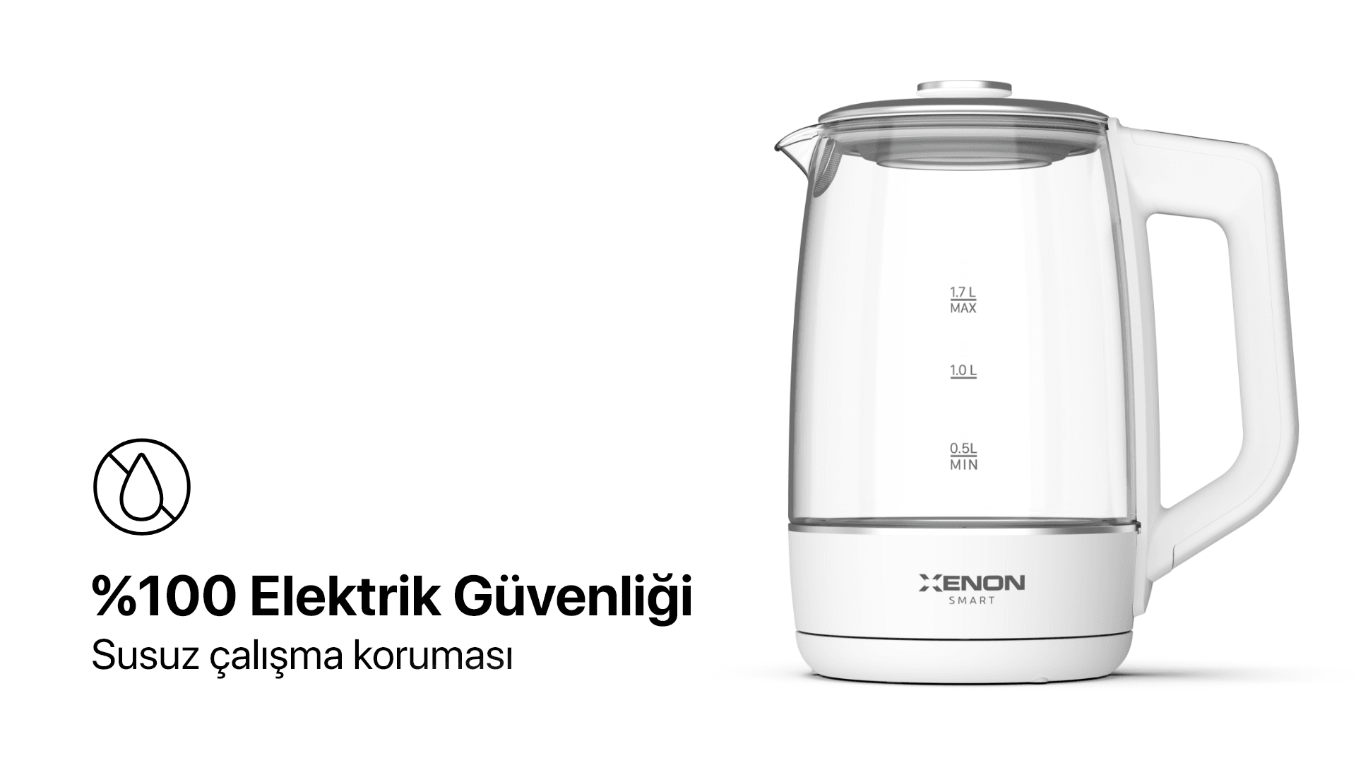 Akıllı Cam Kettle 1.7 L Beyaz