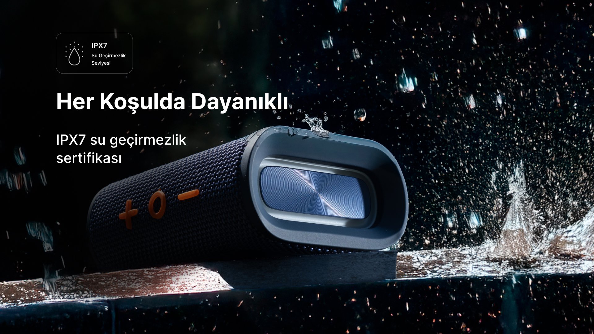 Bluetooth Hoparlör Suya Dayanıklı IPX7 Lacivert-Turuncu