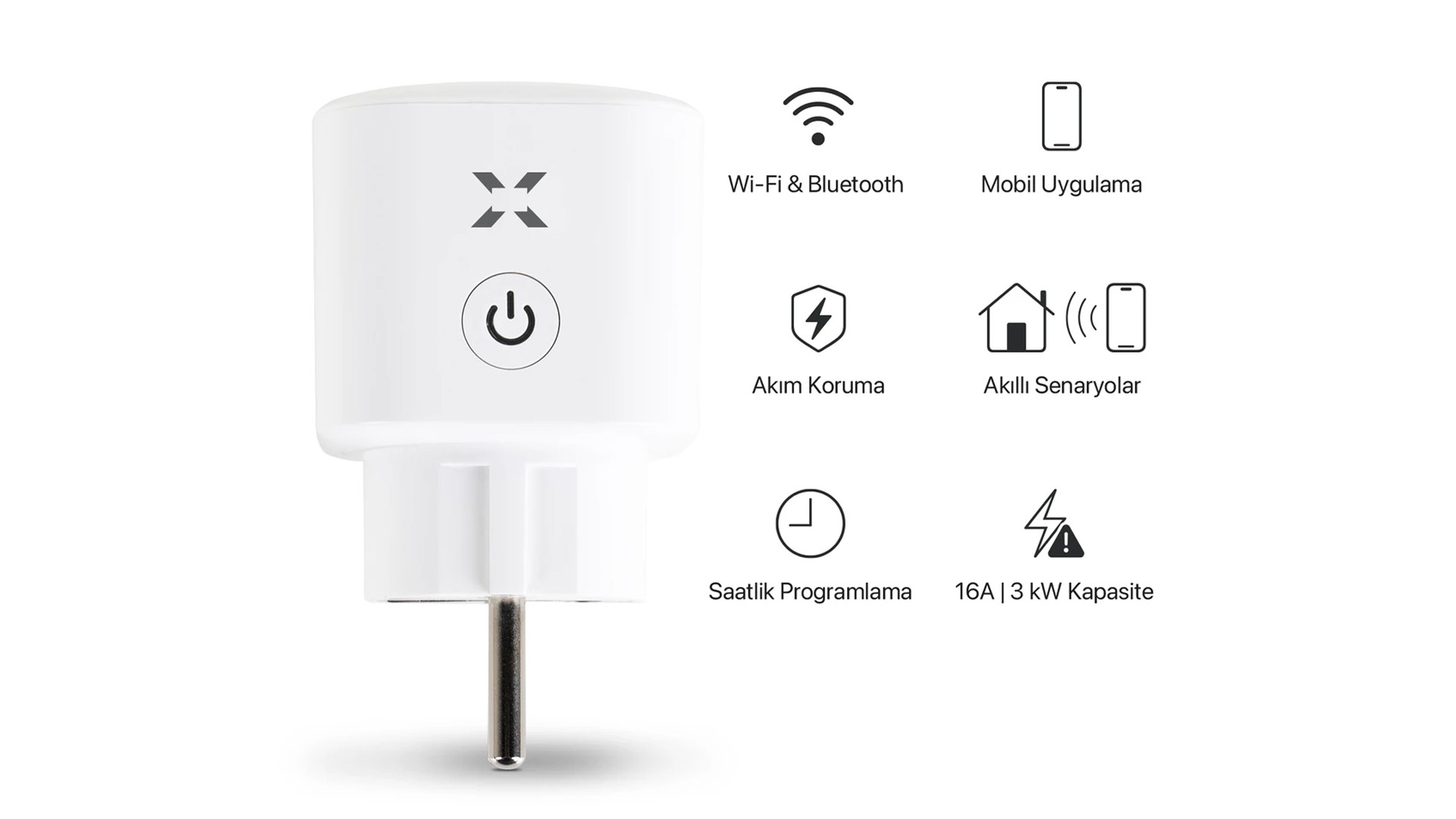 Akıllı Enerji Ölçümlü Akım Korumalı Priz Wi-fi/Bluetooth