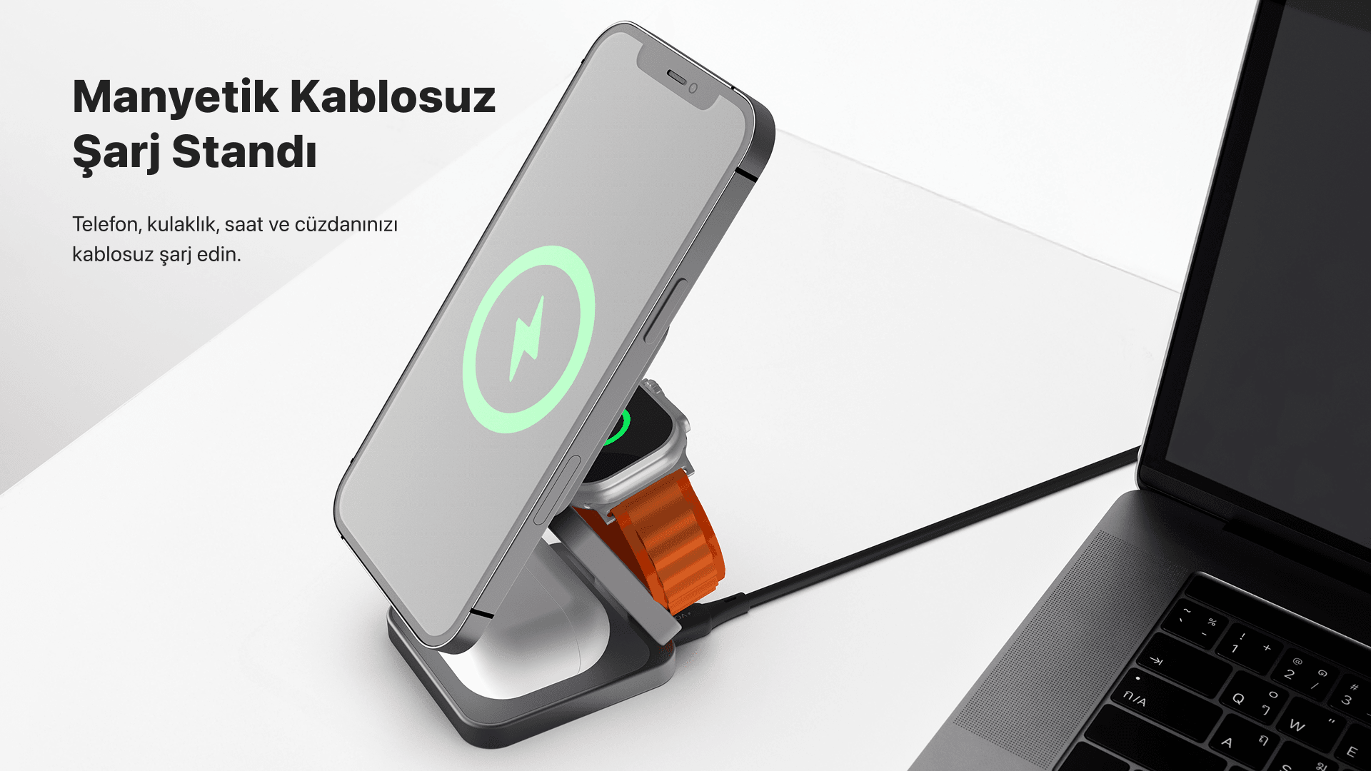 3-in-1 Kablosuz Şarj Standı