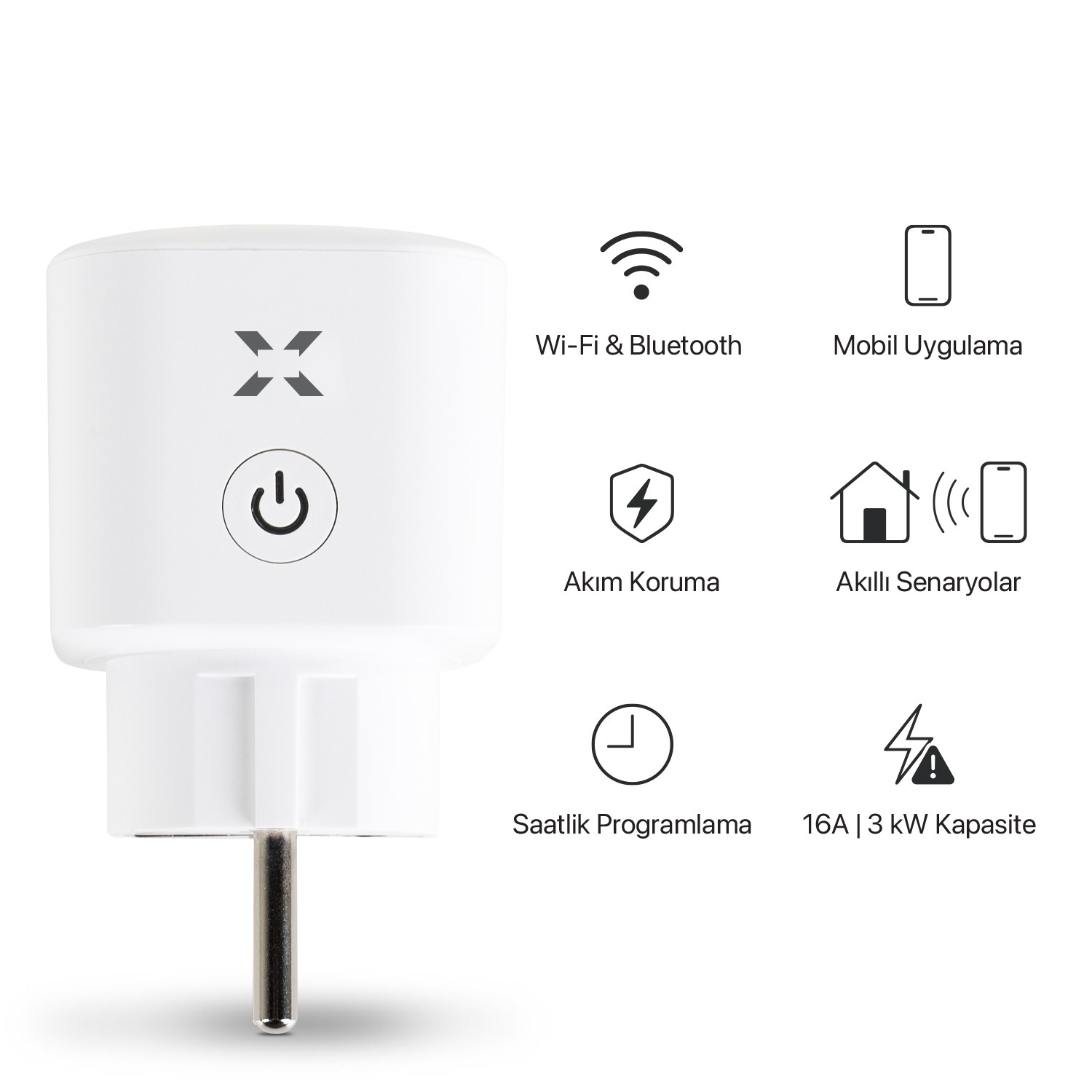 Akıllı Enerji Ölçümlü Akım Korumalı Priz Wi-fi/Bluetooth