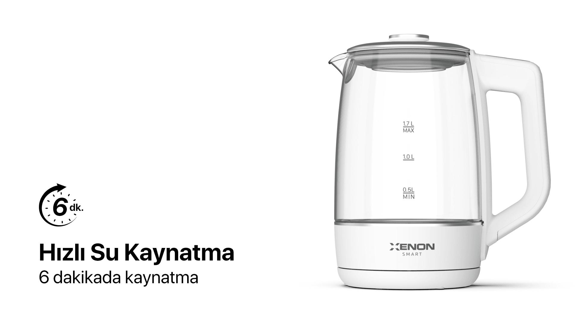 Akıllı Cam Kettle 1.7 L Beyaz