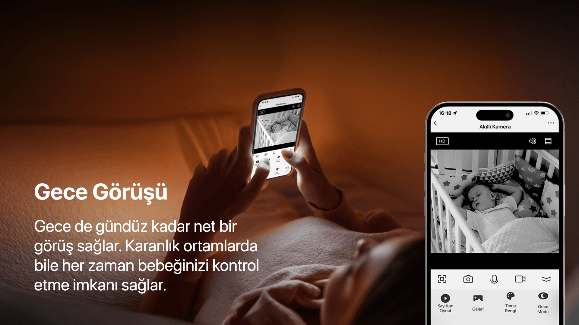 Akıllı Bebek Kamerası Dijital Monitörlü 5" LCD Smart Baby Camera