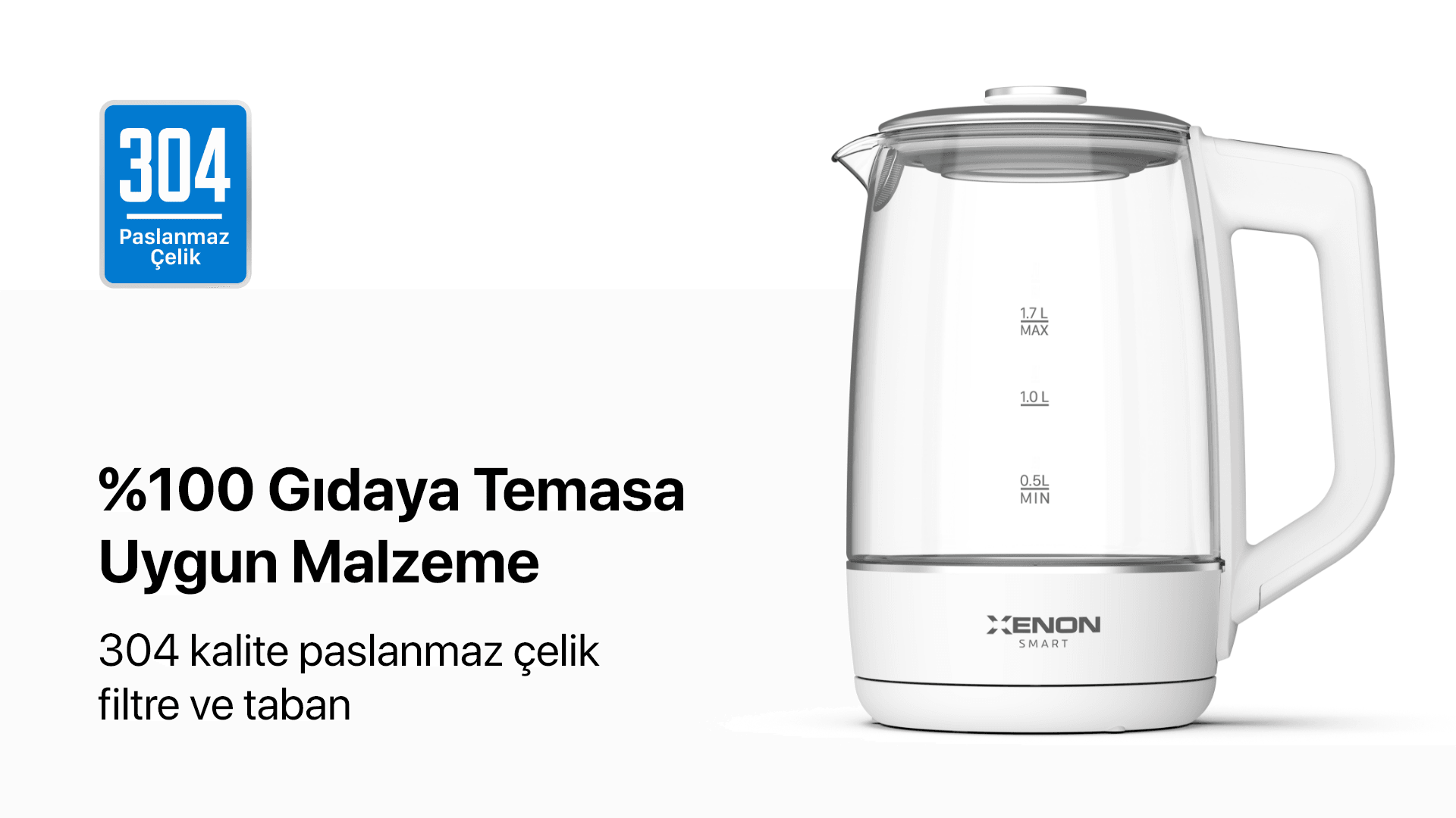 Akıllı Cam Kettle 1.7 L Beyaz