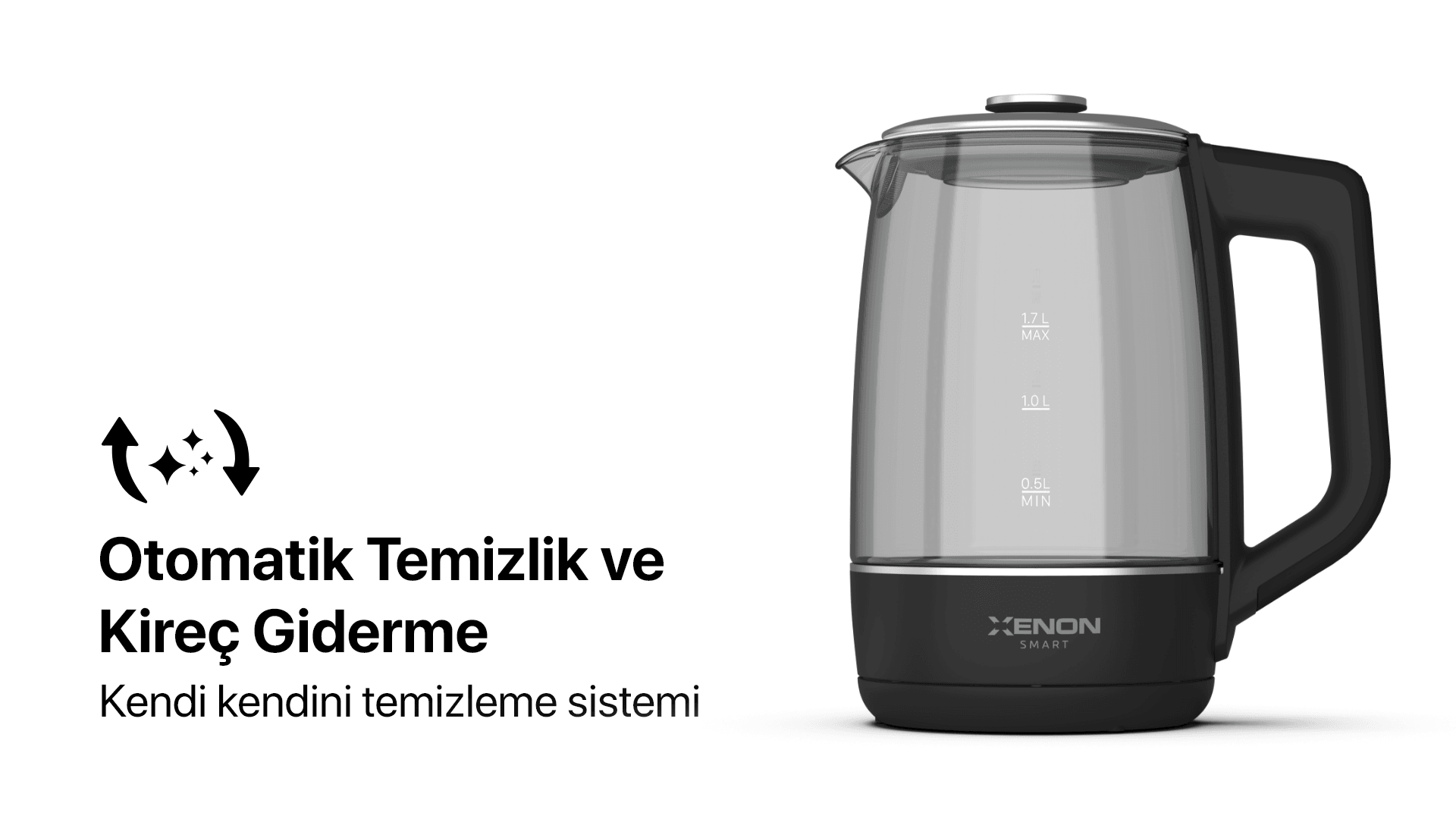 Akıllı Cam Kettle 1.7 L Siyah