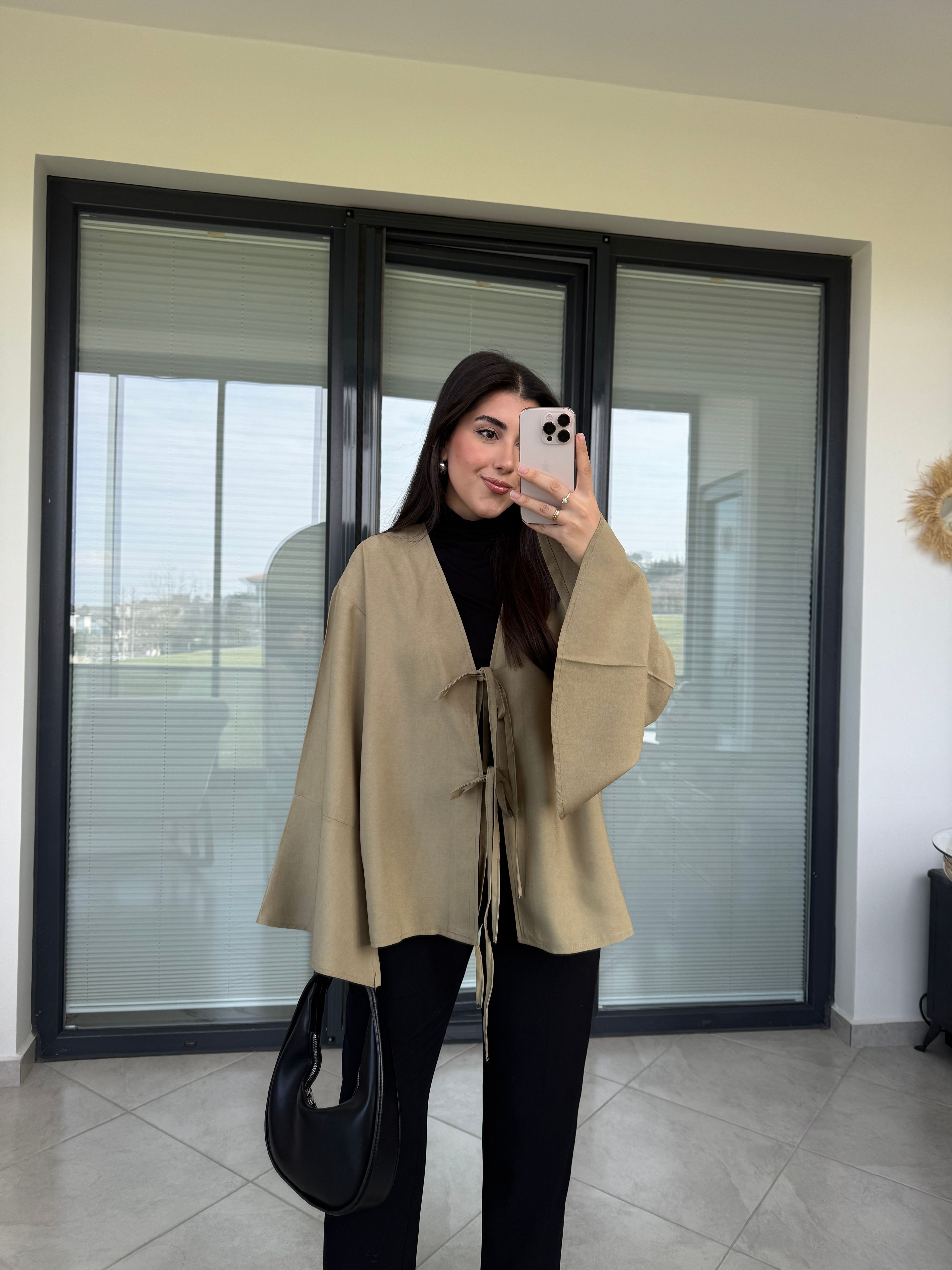 ÖNDEN BAĞLAMALI CEKET- yeşil