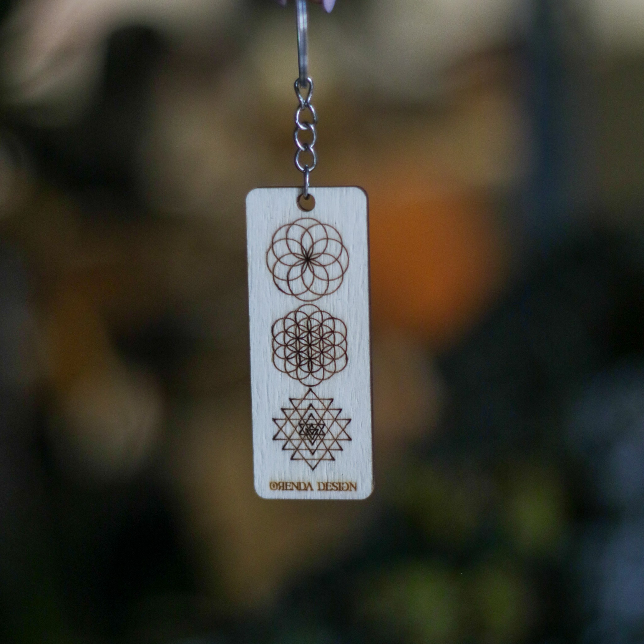 Holy Geometry Wood Keychain