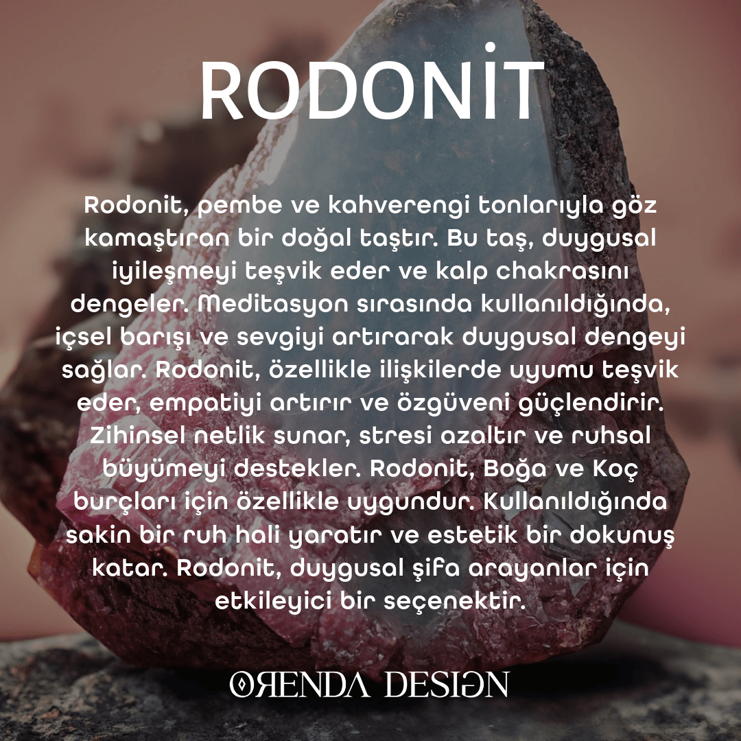 Rodonit Doğal Taş Bileklik (Duygusal İyileşme ve Dengeli İlişkiler)