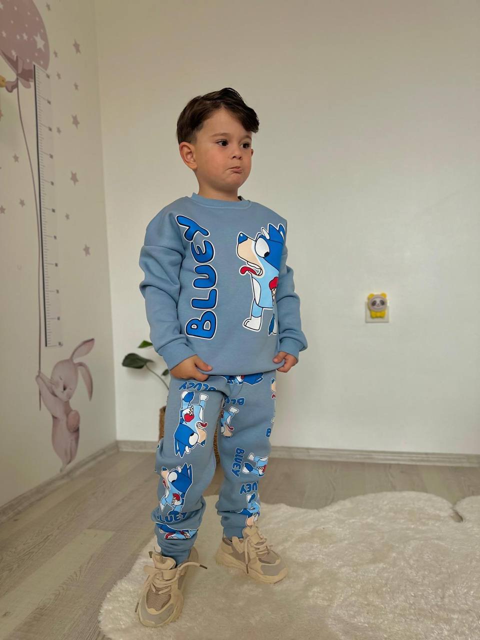 3 ip Şardonlu Bluey Erkek Takım