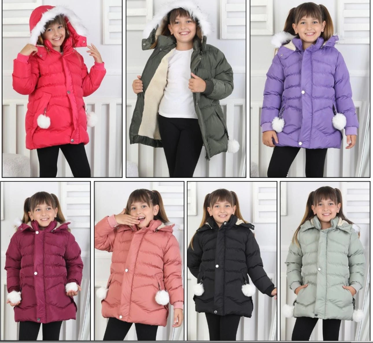 Grb 356 Ponpon Figürlü İçi Polar Kapişonlu Mont