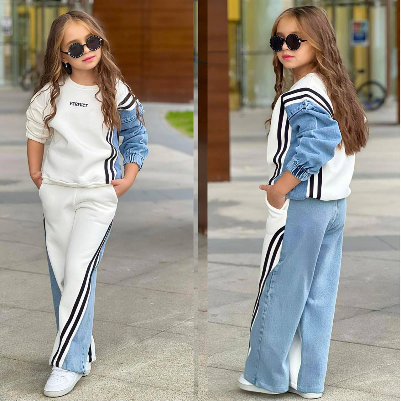 43127 PERFECT KOT GARNİLİ ŞERİTLİ KIZ TAKIM