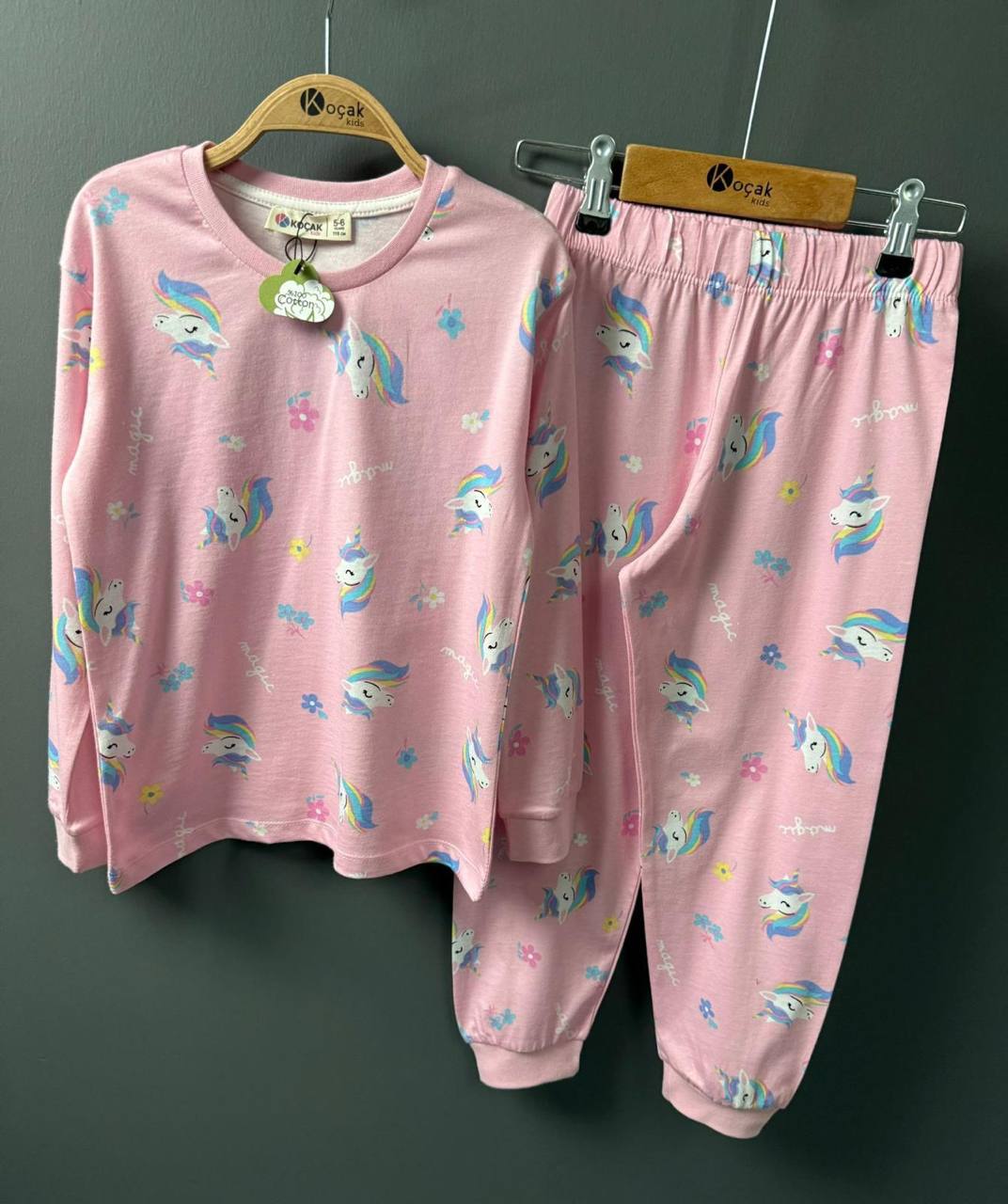 P3301  Unicorn Desenli Uzun Kol Pijama Takımı