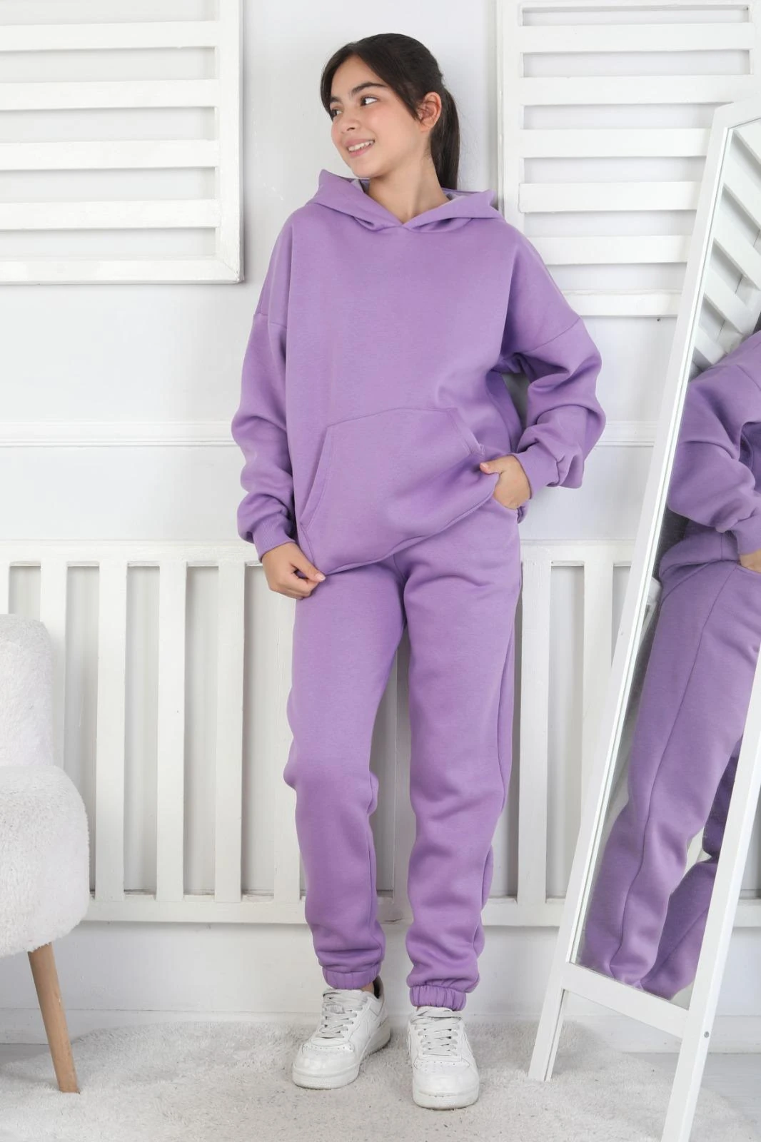 1061 Sade Basic Kapüşonlu Takım