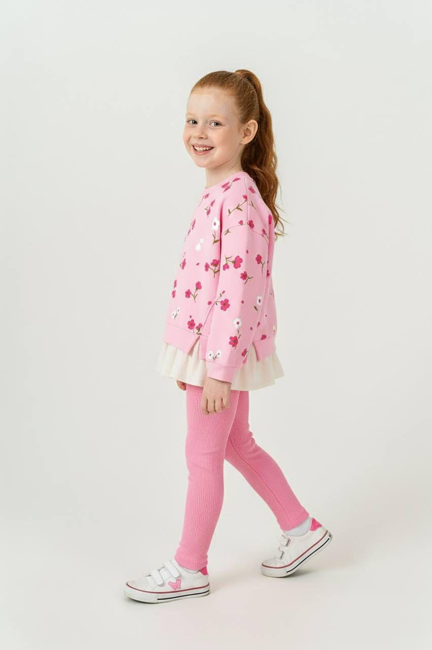 Hrb Çiçek Baskı Taytlı 3 ip şardonlu Kız Takım